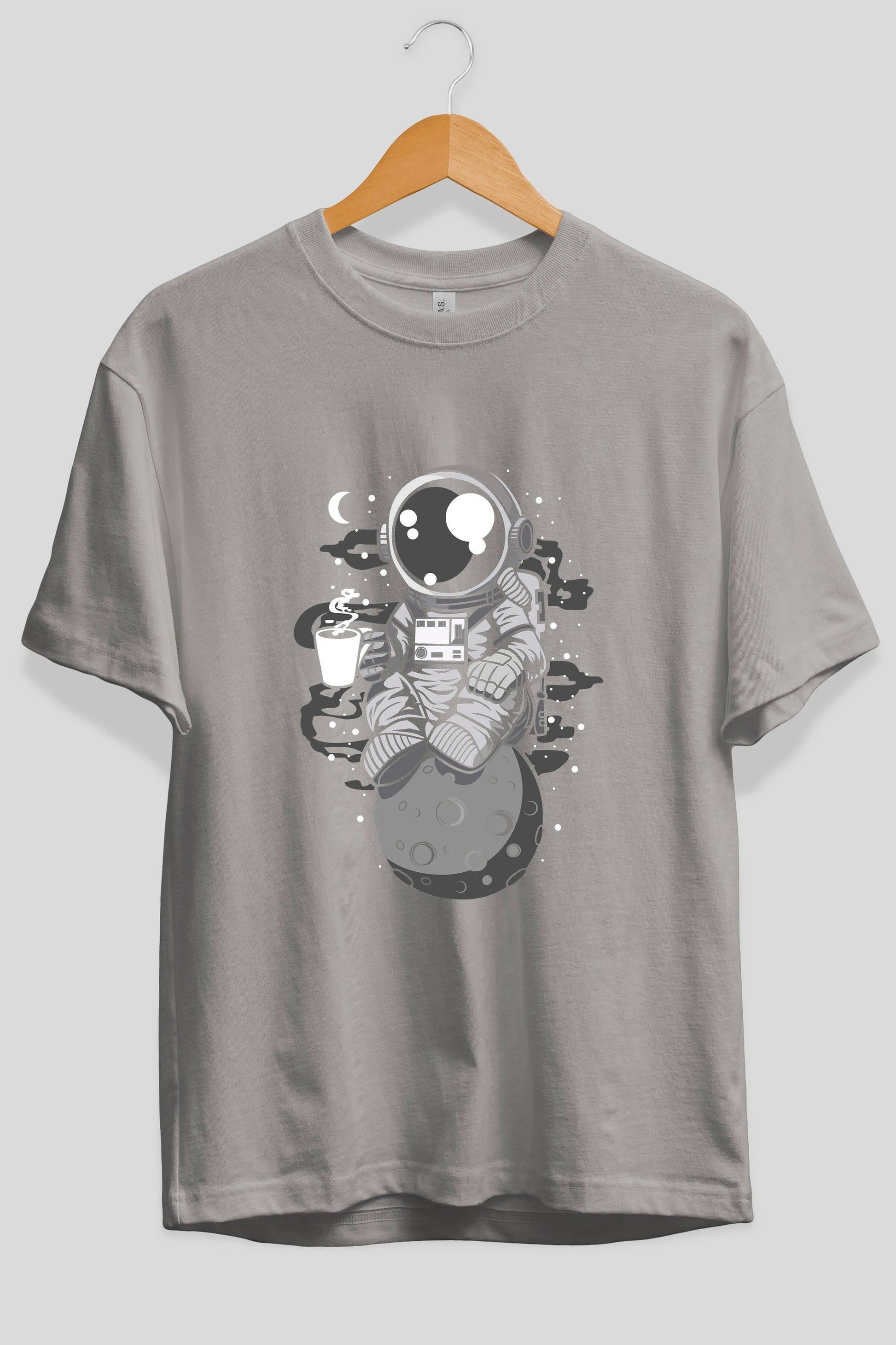 Astronaut Coffee Ön Baskılı Oversize t-shirt Erkek Kadın Unisex