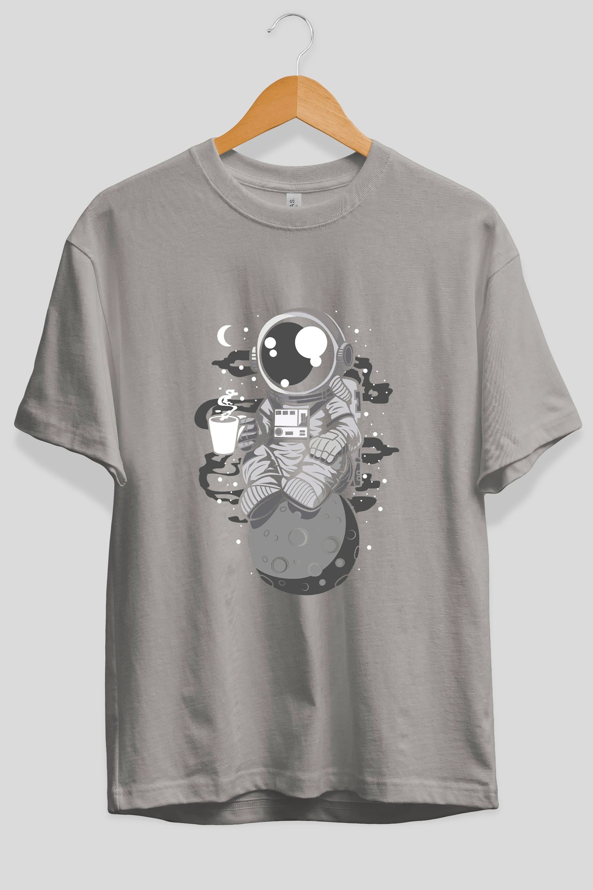 Astronaut Coffee Ön Baskılı Oversize t-shirt Erkek Kadın Unisex