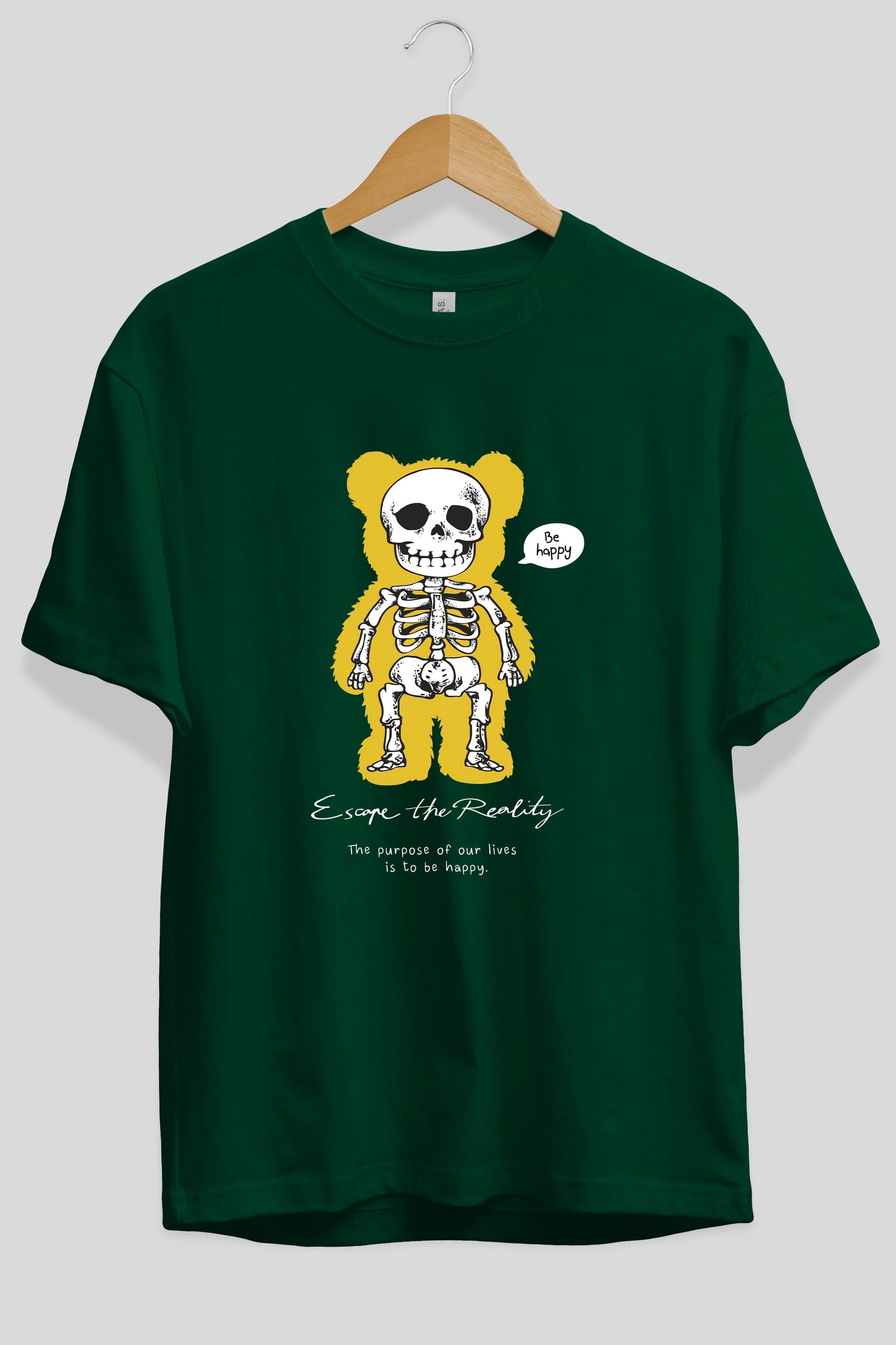 Be Happy Bear Ön Baskılı Oversize t-shirt Erkek Kadın Unisex