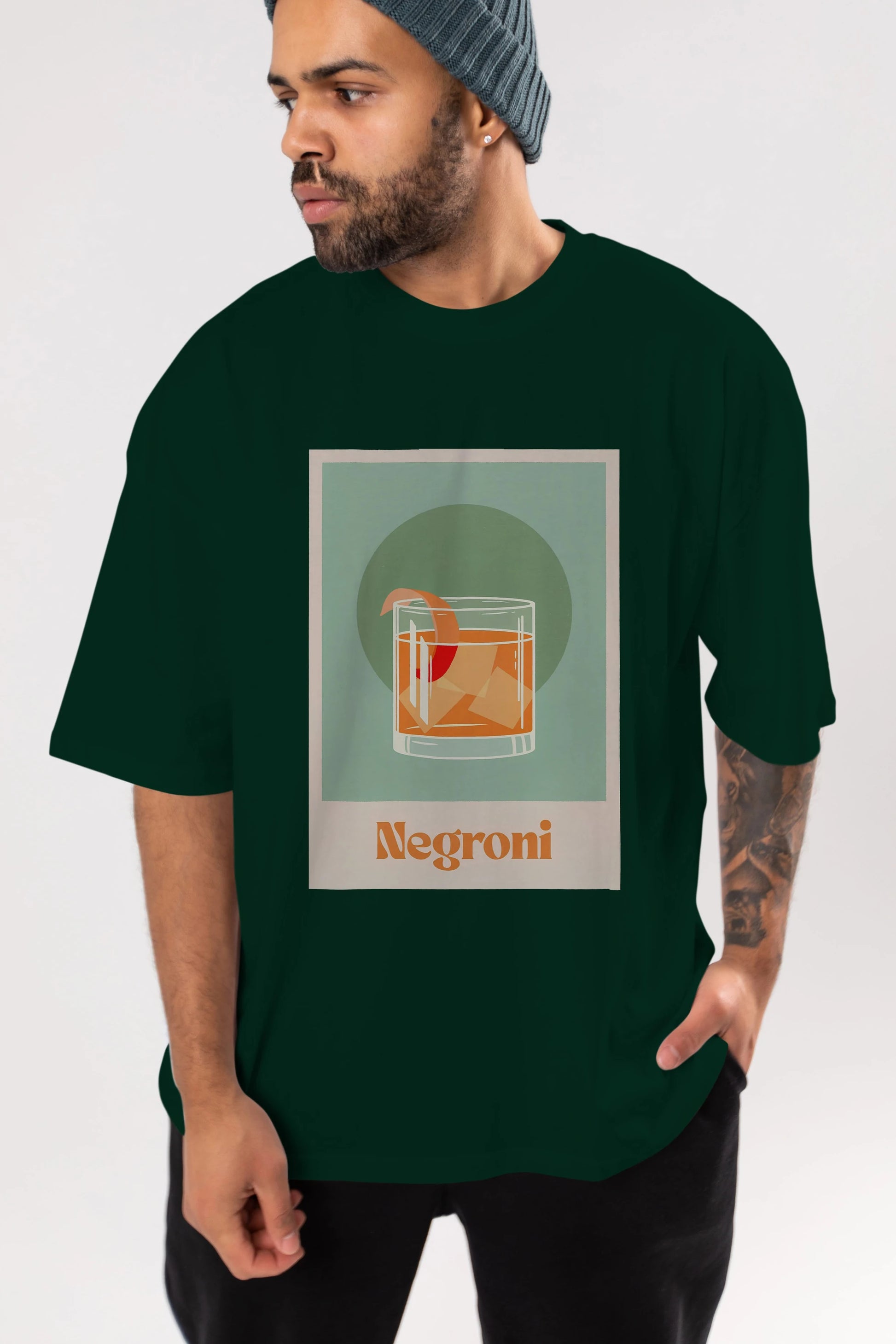 Negroni 5 Ön Baskılı Oversize t-shirt Erkek Kadın Unisex %100 Pamuk Bisiklet Yaka tişort