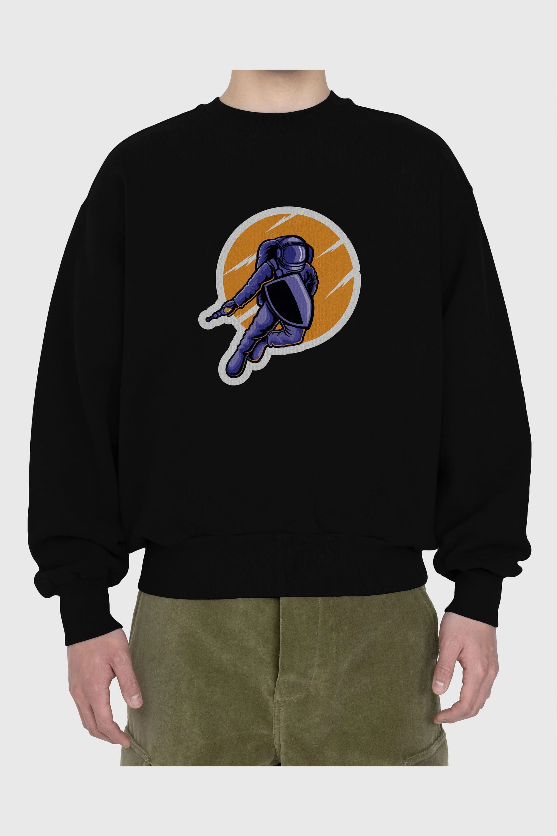Astro Wars Sticker Ön Baskılı Oversize Sweatshirt Erkek Kadın Unisex