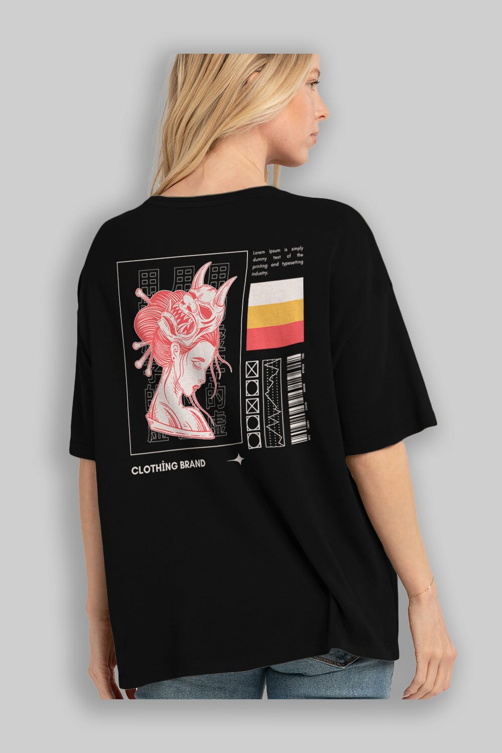 Hipster Japanese Style 2 Arka Baskılı Oversize t-shirt Erkek Kadın Unisex