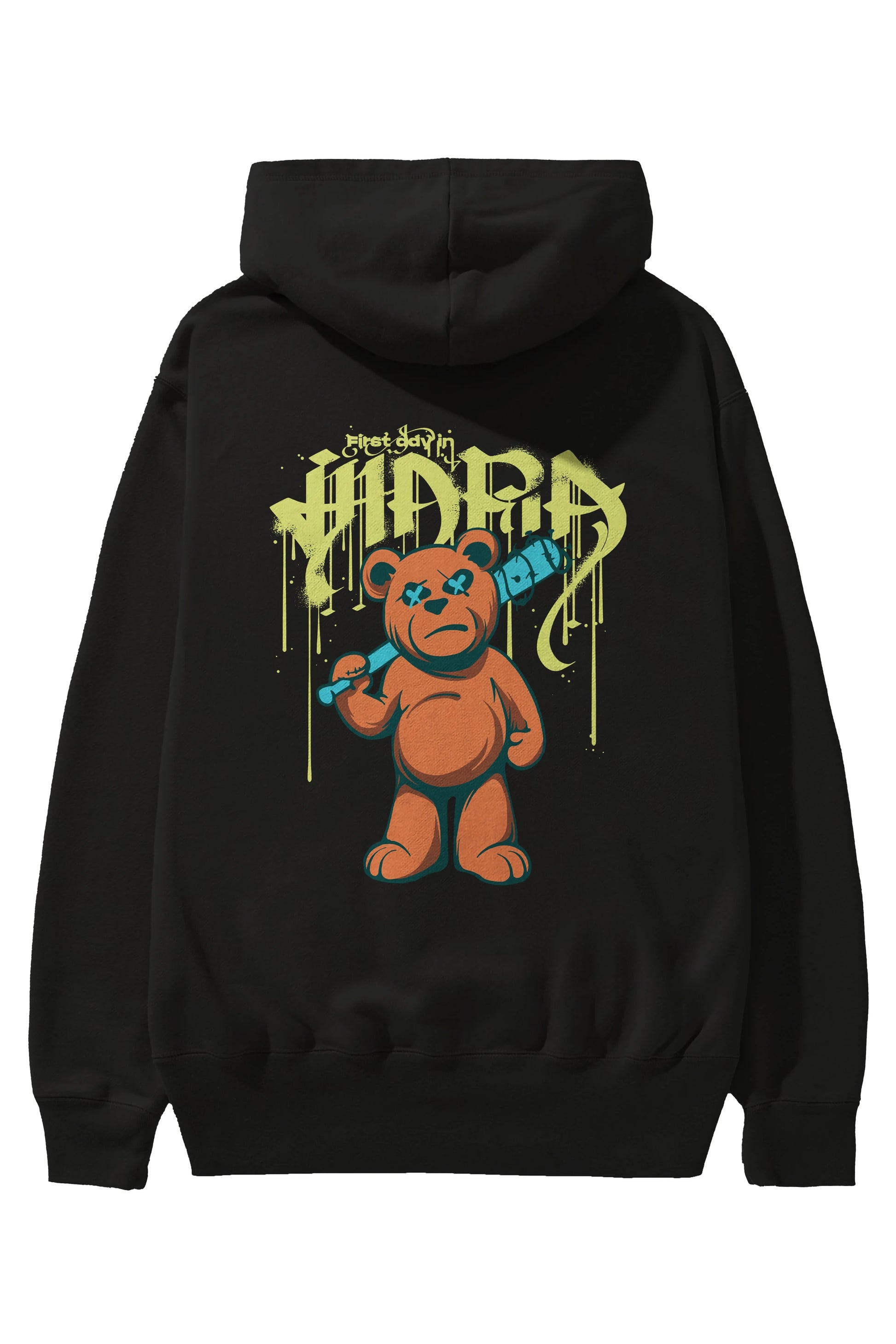 Hidra Bear Arka Baskılı Hoodie Oversize Kapüşonlu Sweatshirt Erkek Kadın Unisex