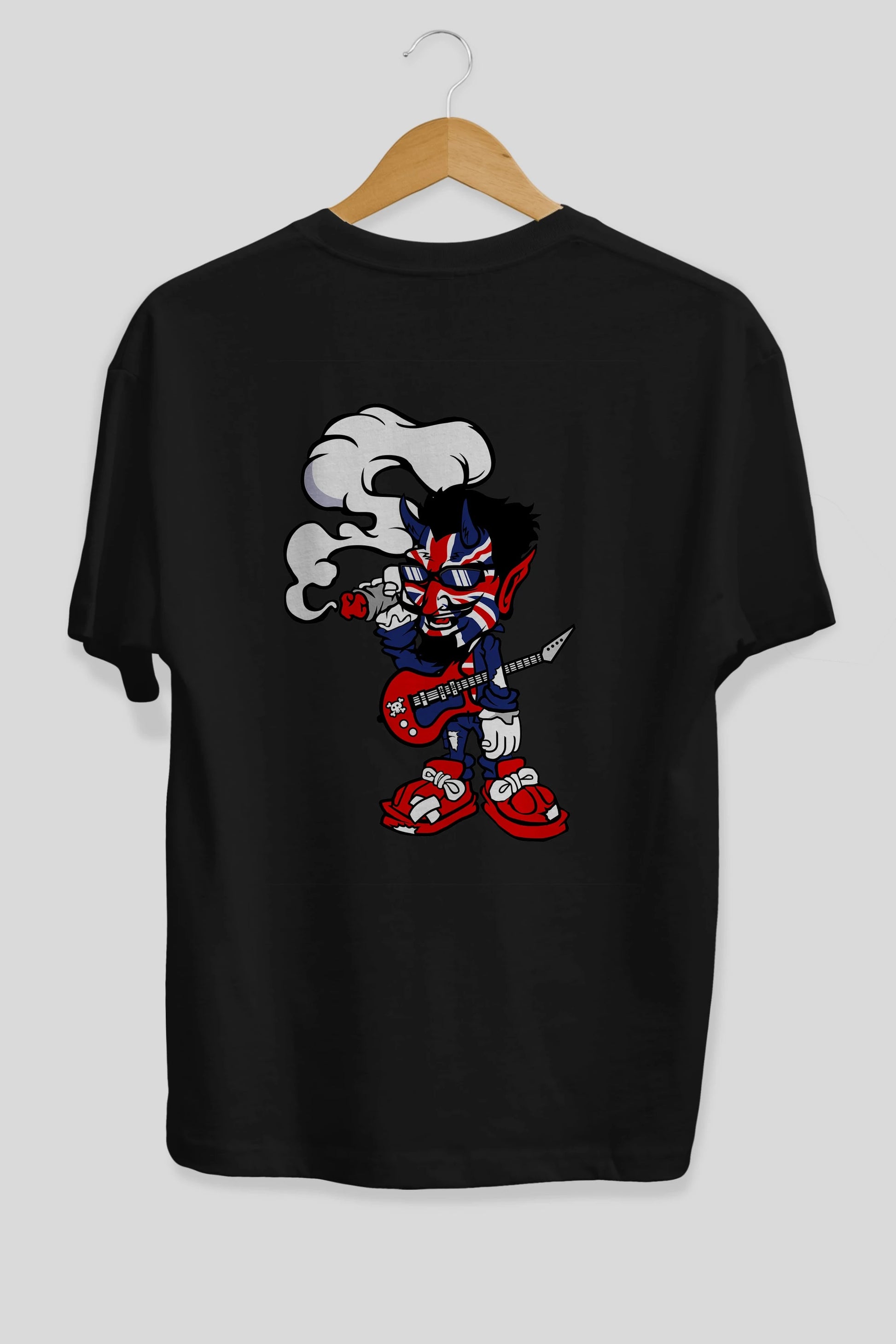 Uk Devil Rockstar Arka Baskılı Oversize t-shirt Erkek Kadın Unisex %100 Pamuk tişort