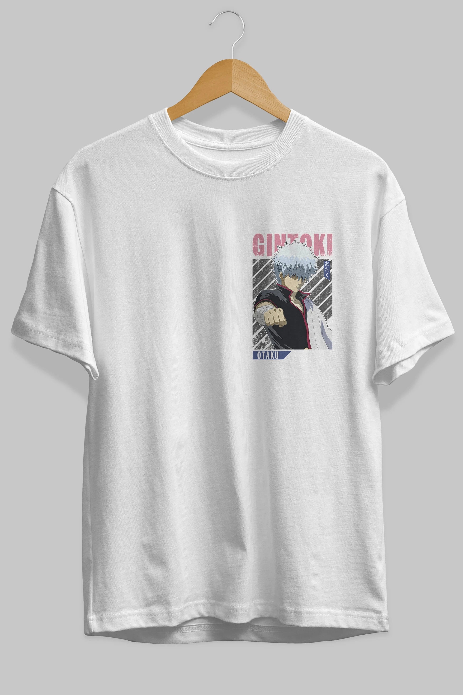 Gintoki Sakata GINTAMA 2 Ön Sol Baskılı Oversize t-shirt Erkek Kadın Unisex %100 Pamuk Bisiklet Yaka tişort