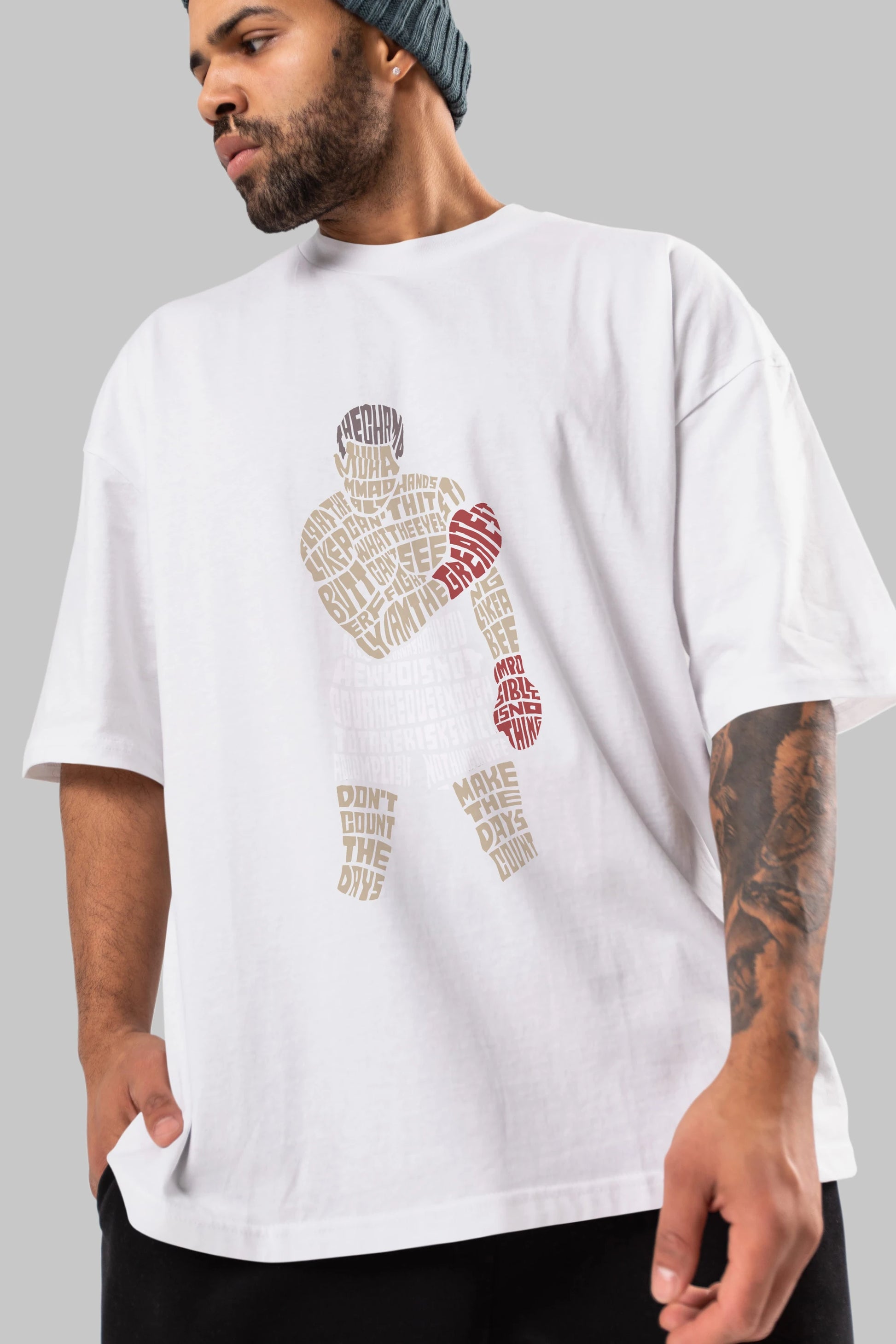 The Champ Muhammad Ali Ön Baskılı Oversize t-shirt %100 pamuk Erkek Kadın Unisex
