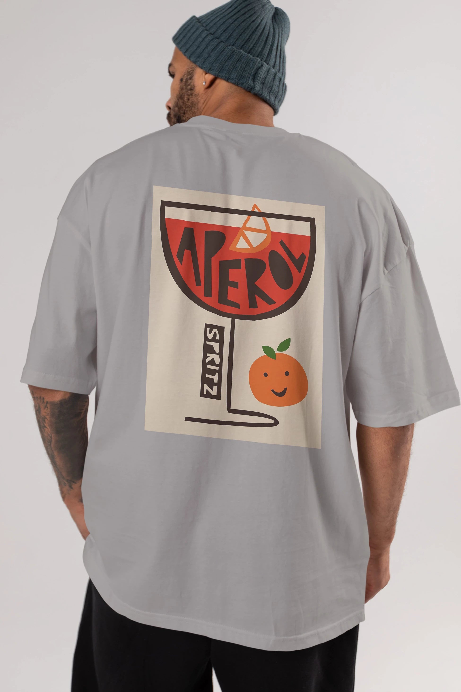 Aperol Spritz 9 Arka Baskılı Oversize t-shirt Erkek Kadın Unisex %100 Pamuk Bisiklet Yaka tişort