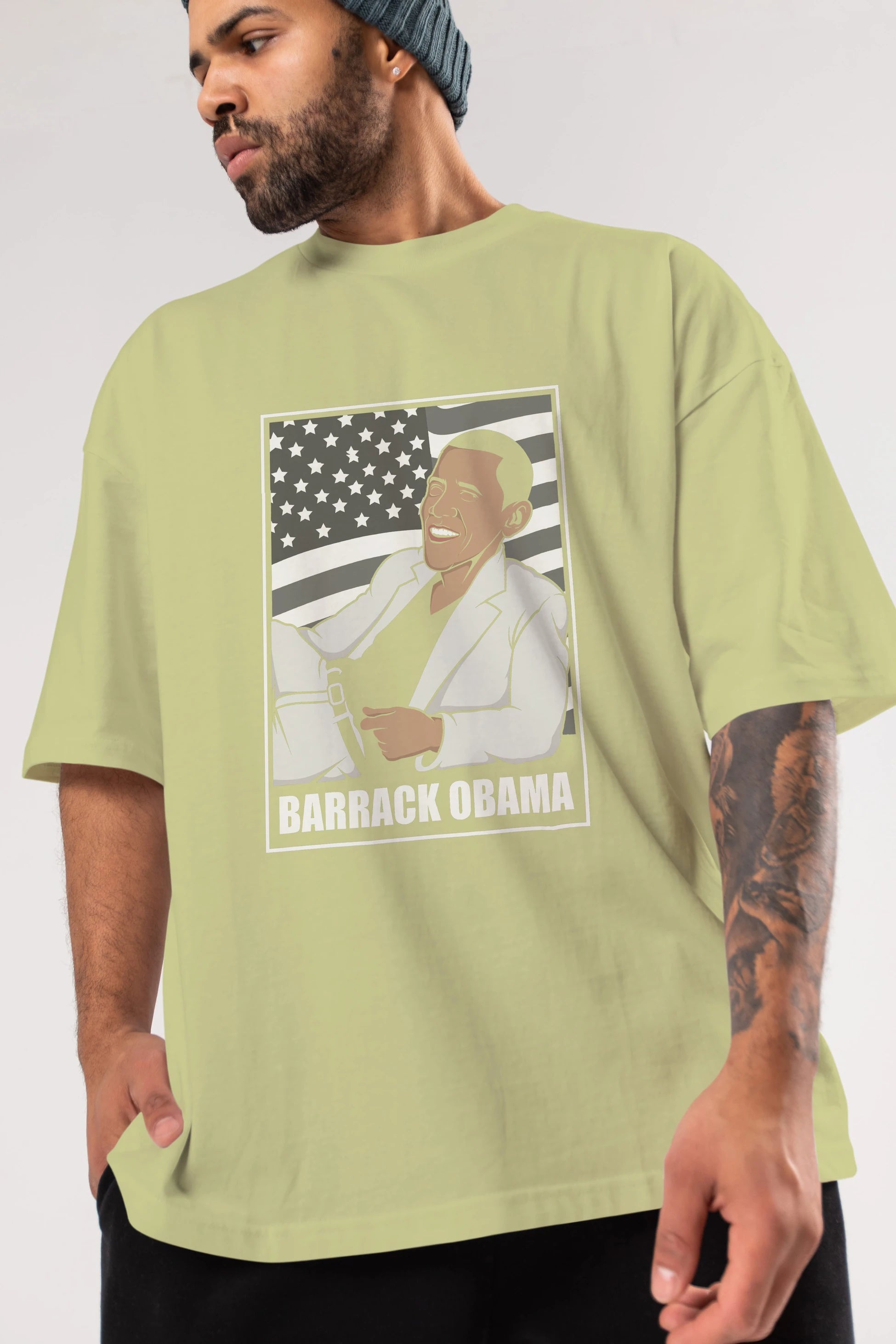 Obama Thriller Ön Baskılı Oversize t-shirt Erkek Kadın Unisex %100 Pamuk tişort