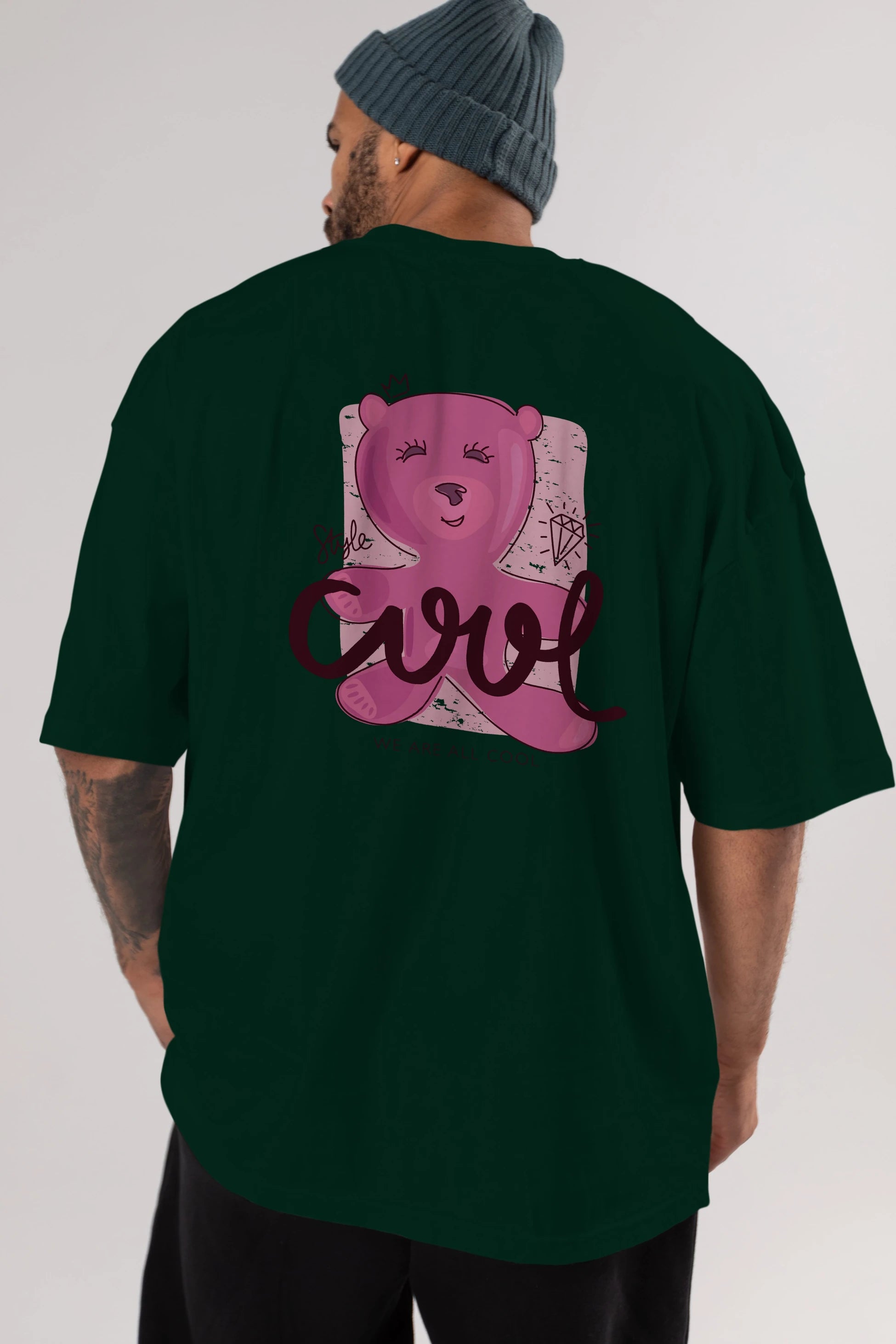 Cool Style Bear Arka Baskılı Oversize t-shirt Erkek Kadın Unisex