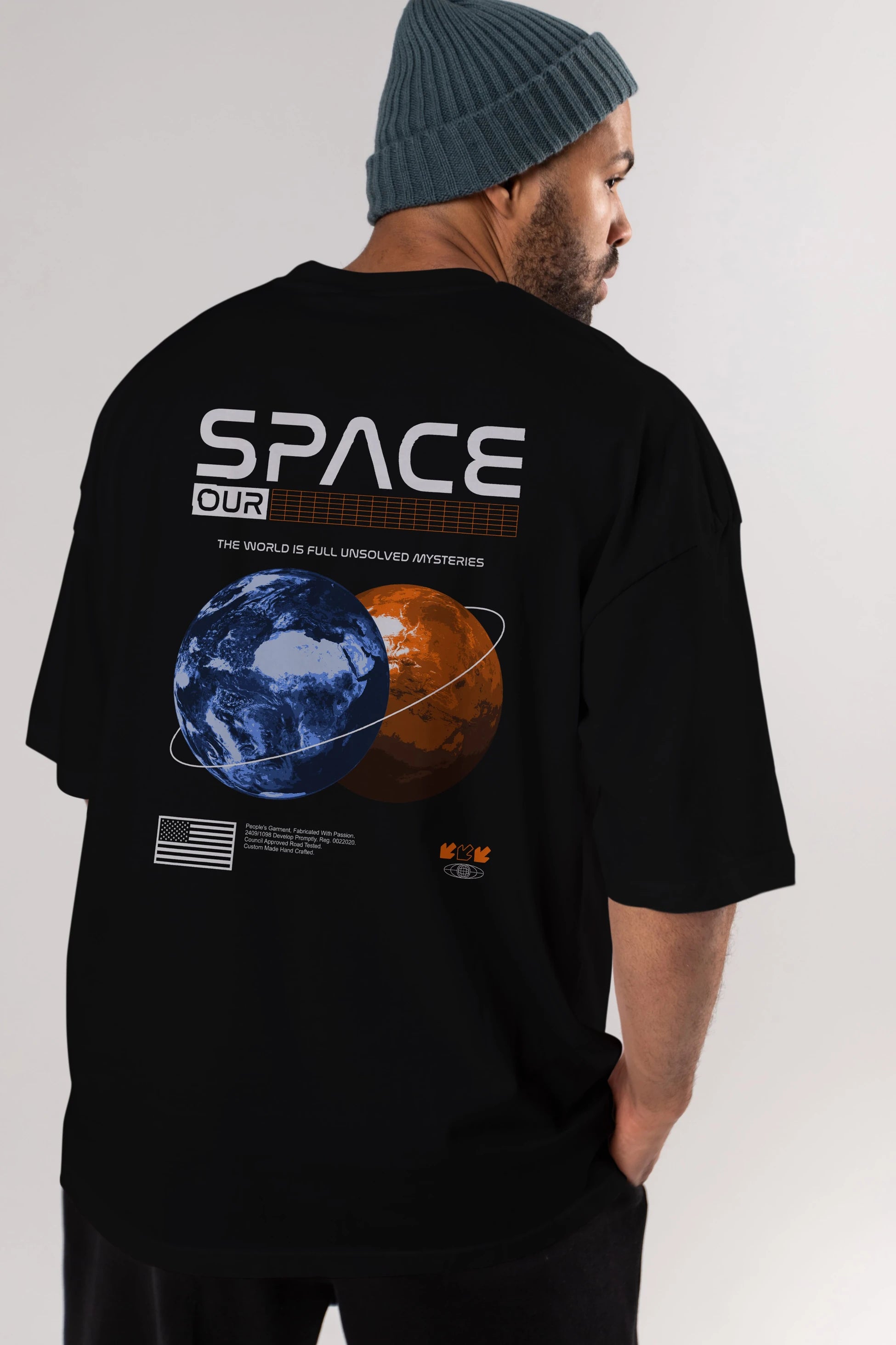 Space Our Arka Baskılı Oversize t-shirt Erkek Kadın Unisex