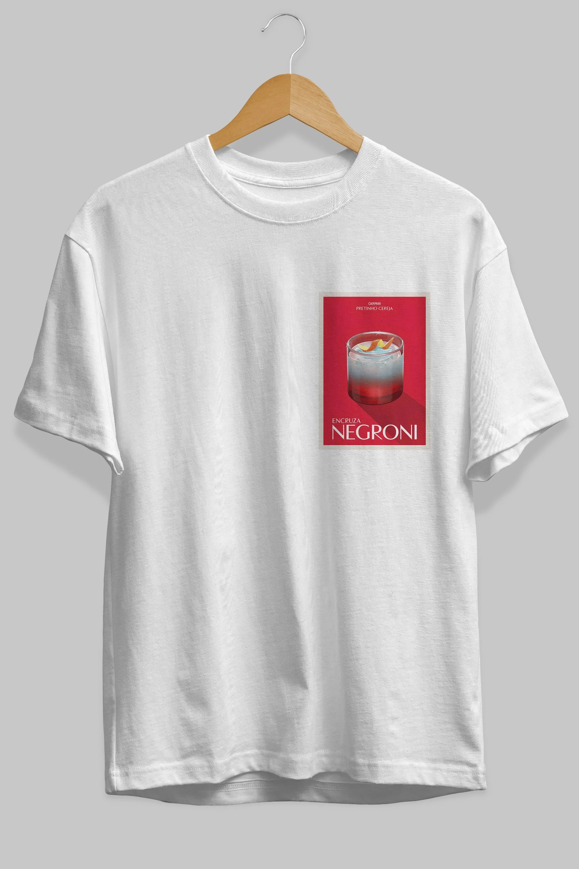 Encruza Negroni Ön Sol Baskılı Oversize t-shirt Erkek Kadın Unisex %100 Pamuk Bisiklet Yaka tişort