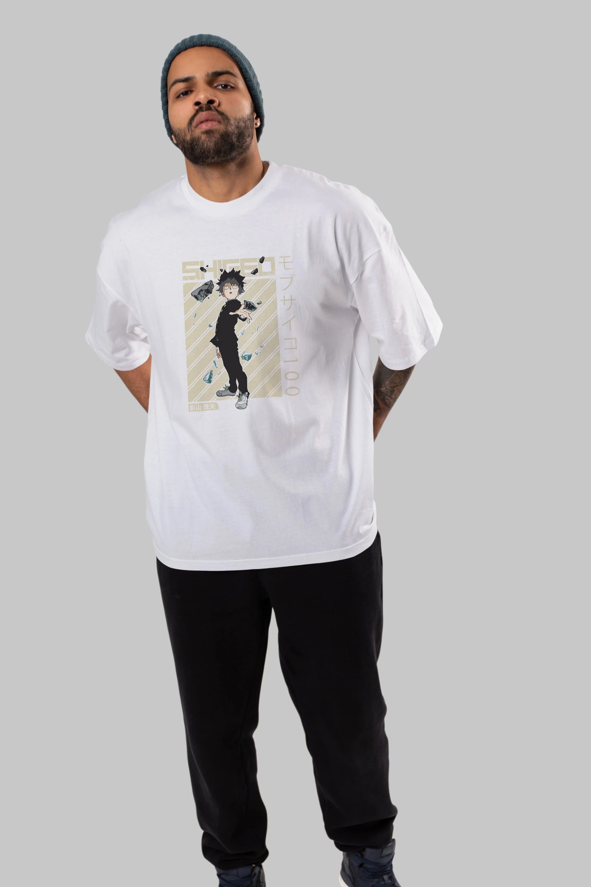 Shigeo Kageyama 3 Anime Ön Baskılı Oversize t-shirt %100 pamuk Erkek Kadın Unisex