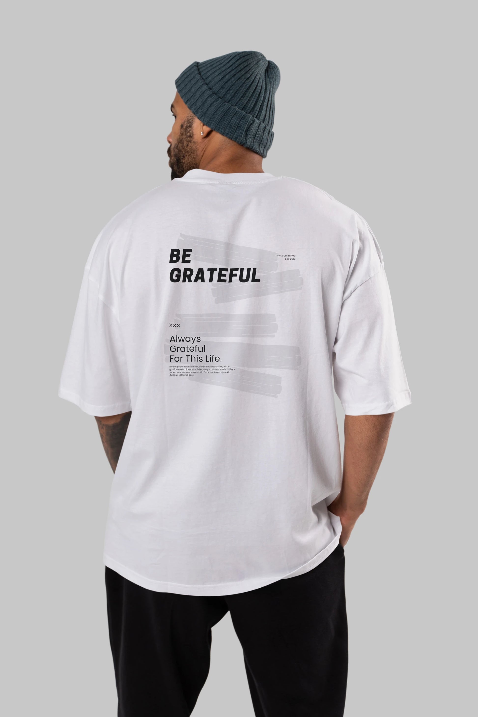 Be Grateful Yazılı Arka Baskılı Oversize t-shirt Erkek Kadın Unisex