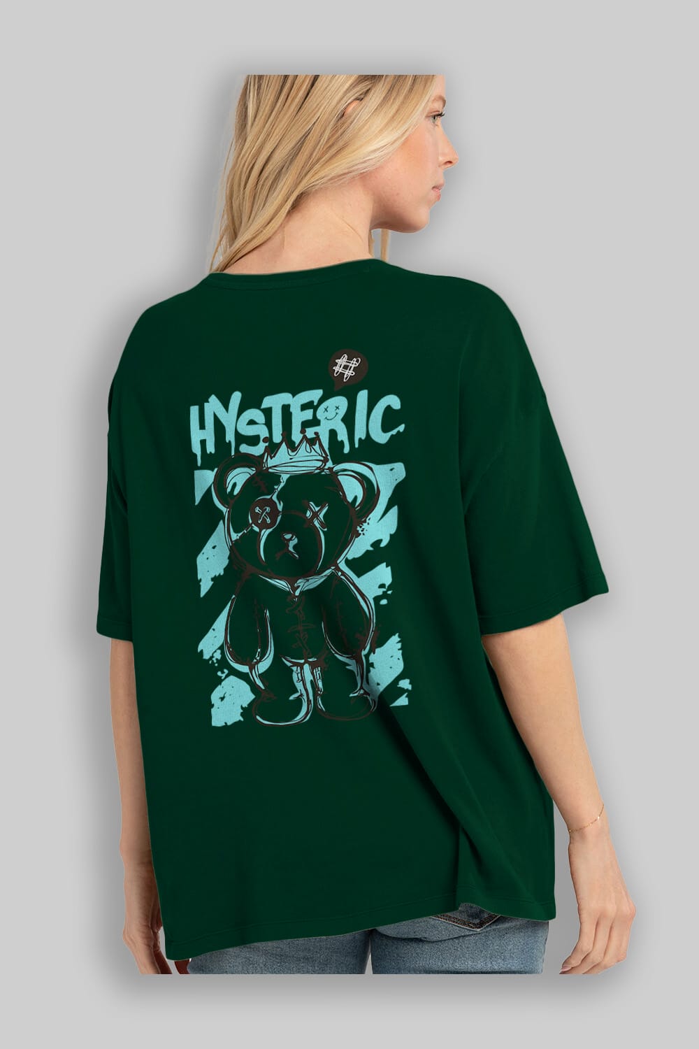Hysteric Bear Arka Baskılı Oversize t-shirt Erkek Kadın Unisex