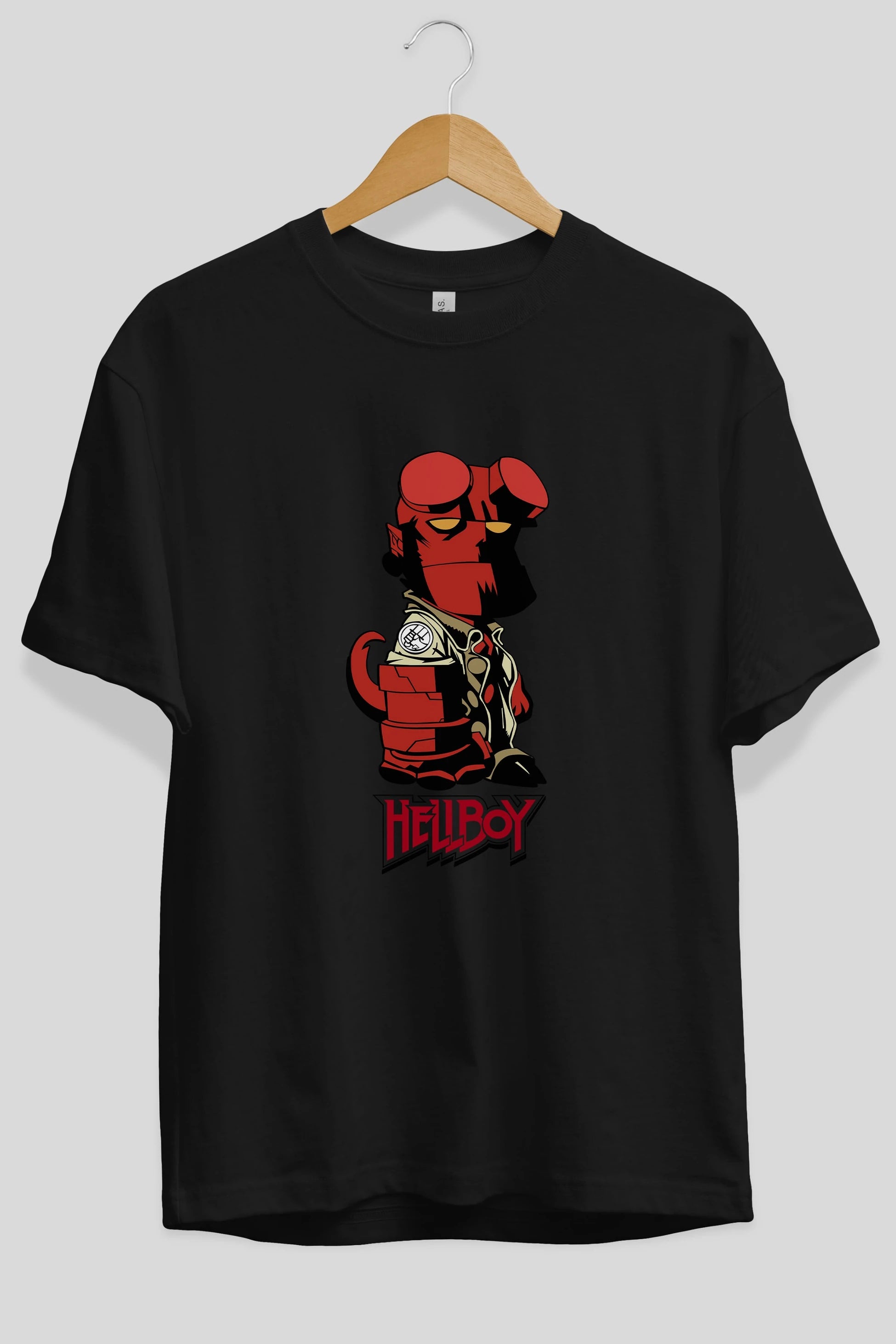 Hellboy (1) Ön Baskılı Oversize t-shirt Erkek Kadın Unisex %100 Pamuk Bisiklet Yaka tişort