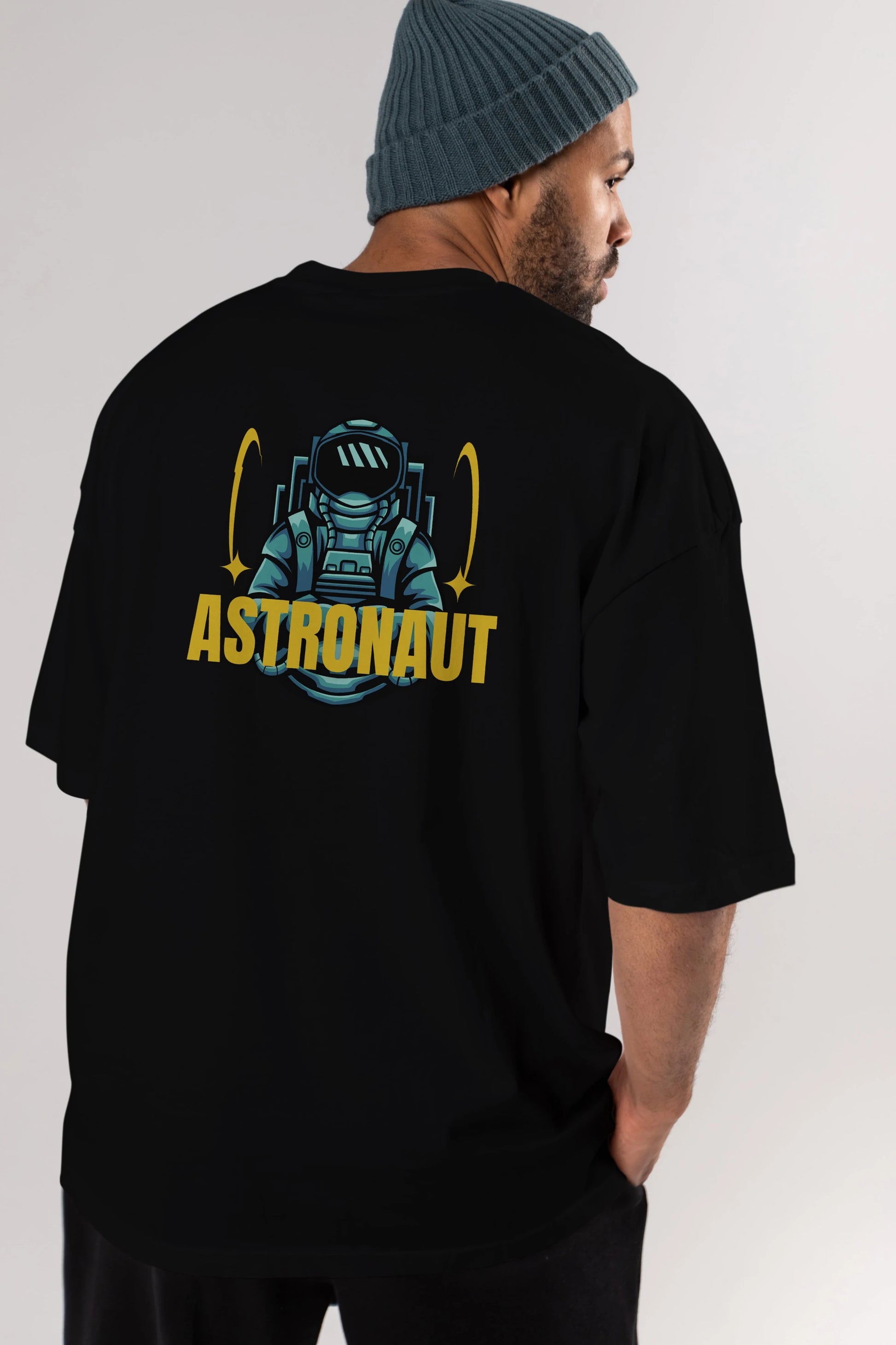 Astronaut Arka Baskılı Oversize t-shirt Erkek Kadın Unisex