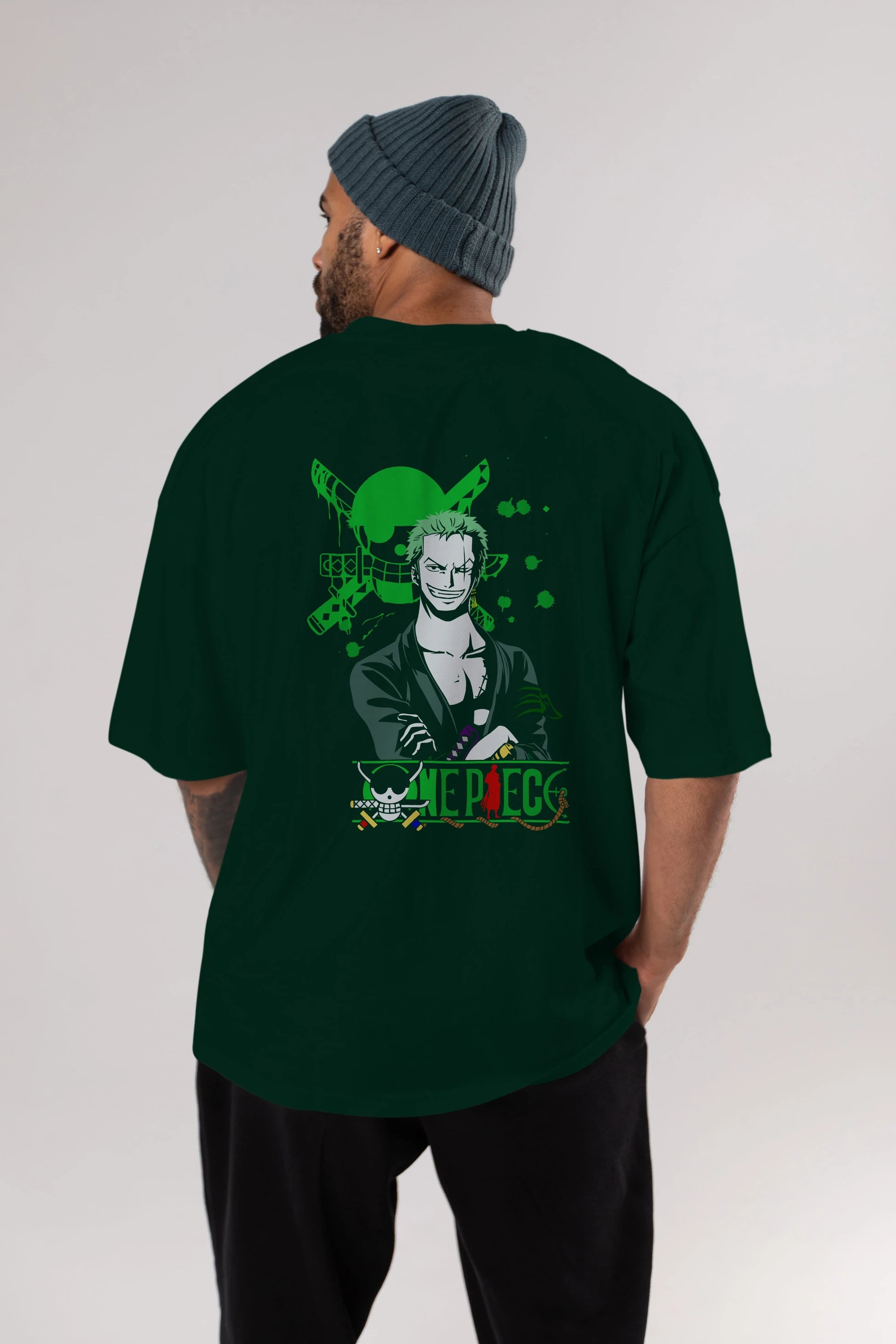 Roronoa Zoro 2 Anime Arka Baskılı Oversize t-shirt Erkek Kadın Unisex %100 pamuk tişort