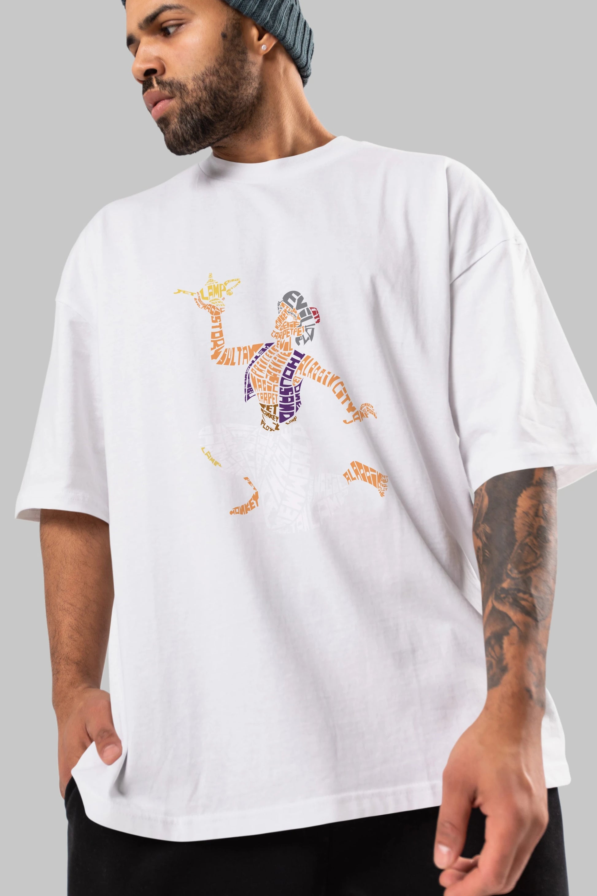 Aladdin Ön Baskılı Oversize t-shirt %100 pamuk Erkek Kadın Unisex