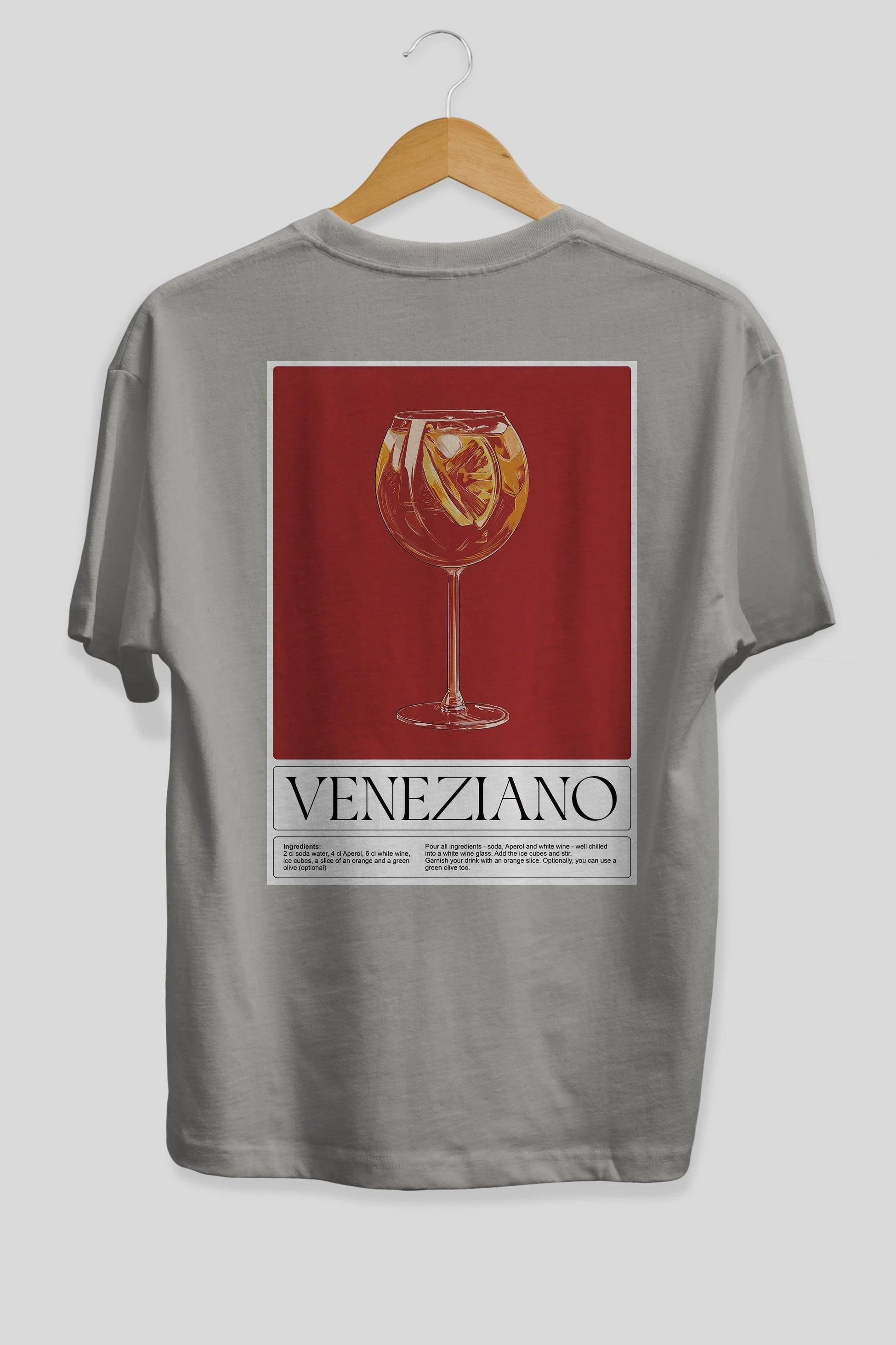 Veneziano Arka Baskılı Oversize t-shirt Erkek Kadın Unisex %100 Pamuk Bisiklet Yaka tişort