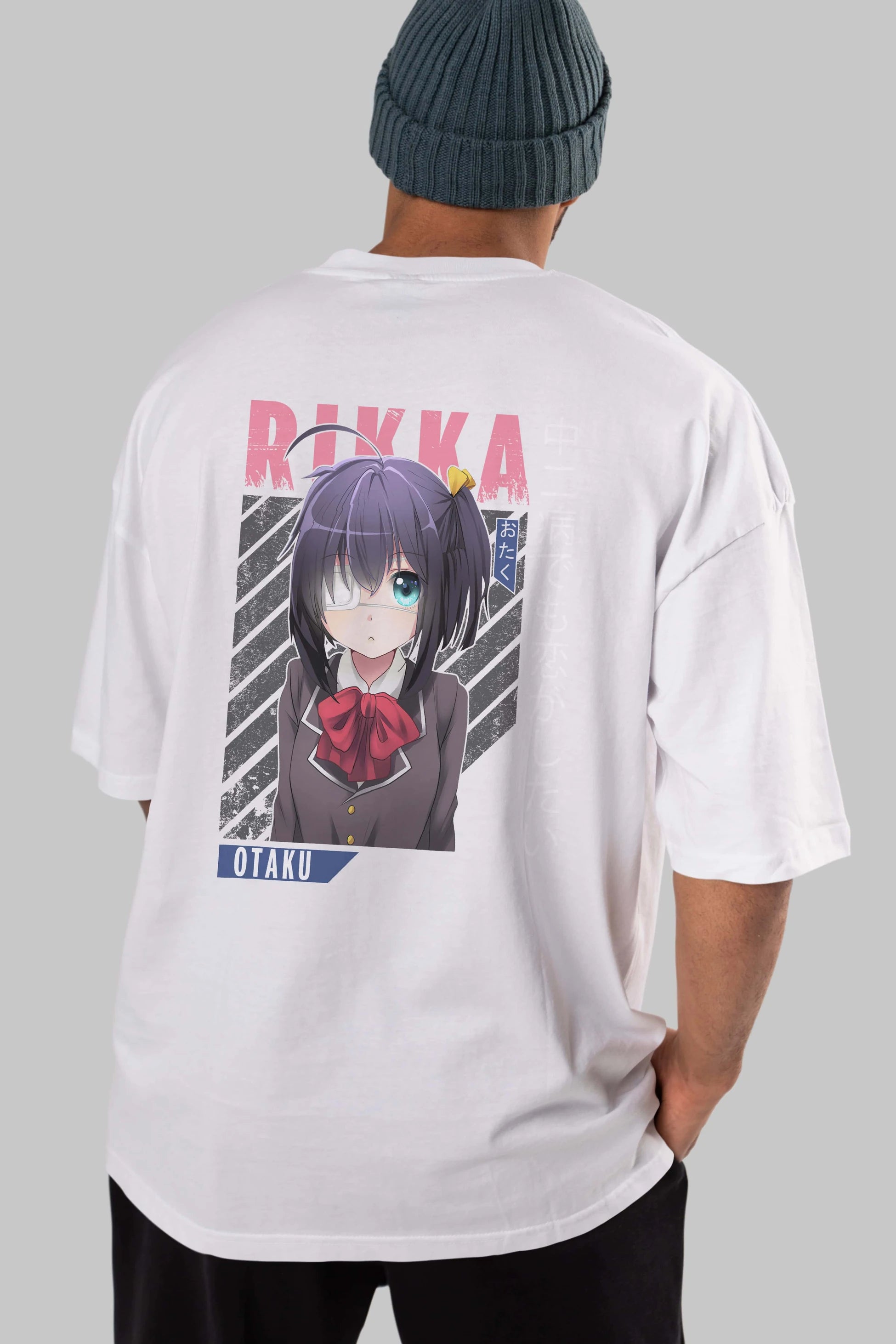 Rikka Takanashi 9 Anime Arka Baskılı Oversize t-shirt Erkek Kadın Unisex