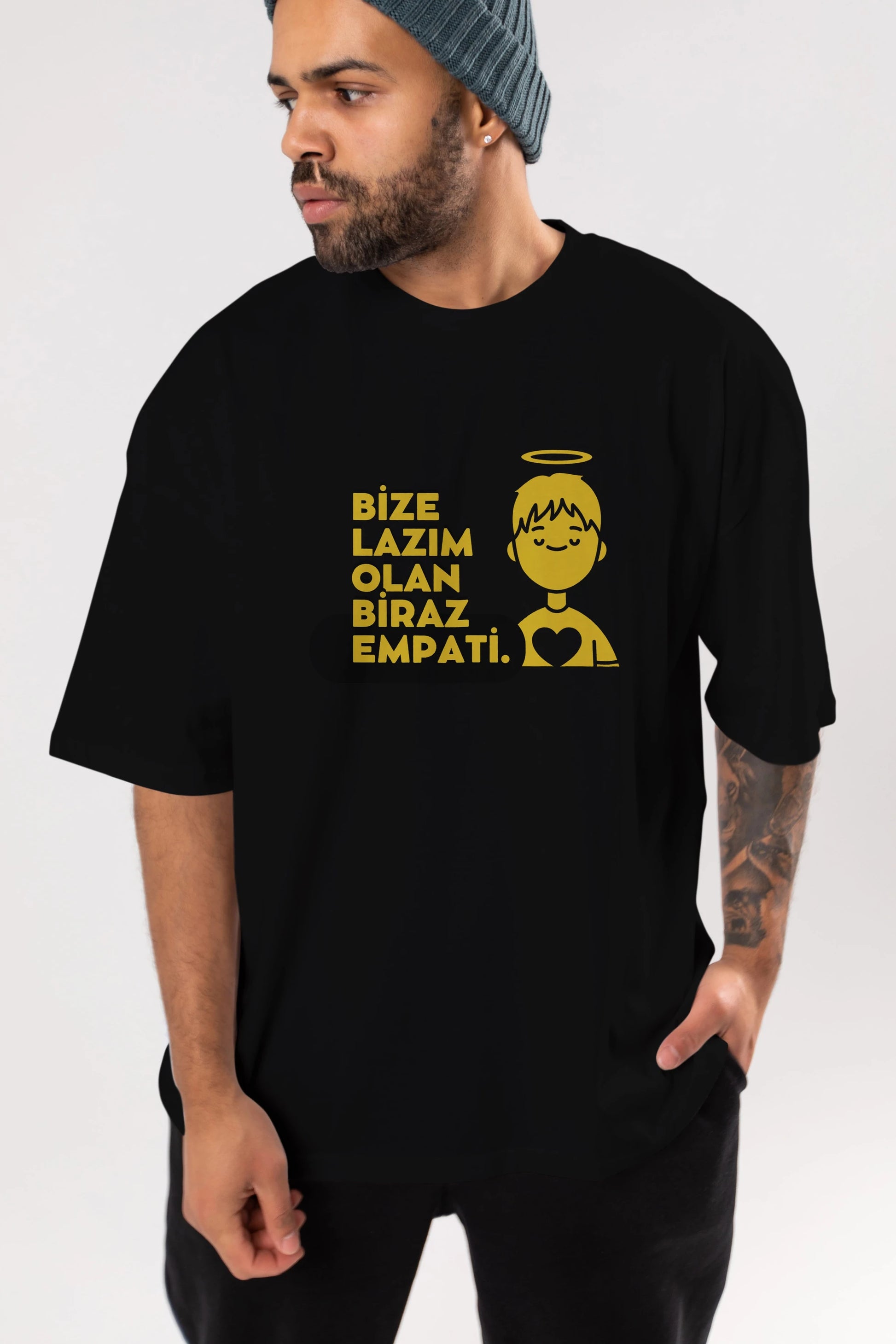 Bize Lazım Olan Biraz Empati Ön Baskılı Oversize t-shirt Erkek Kadın Unisex