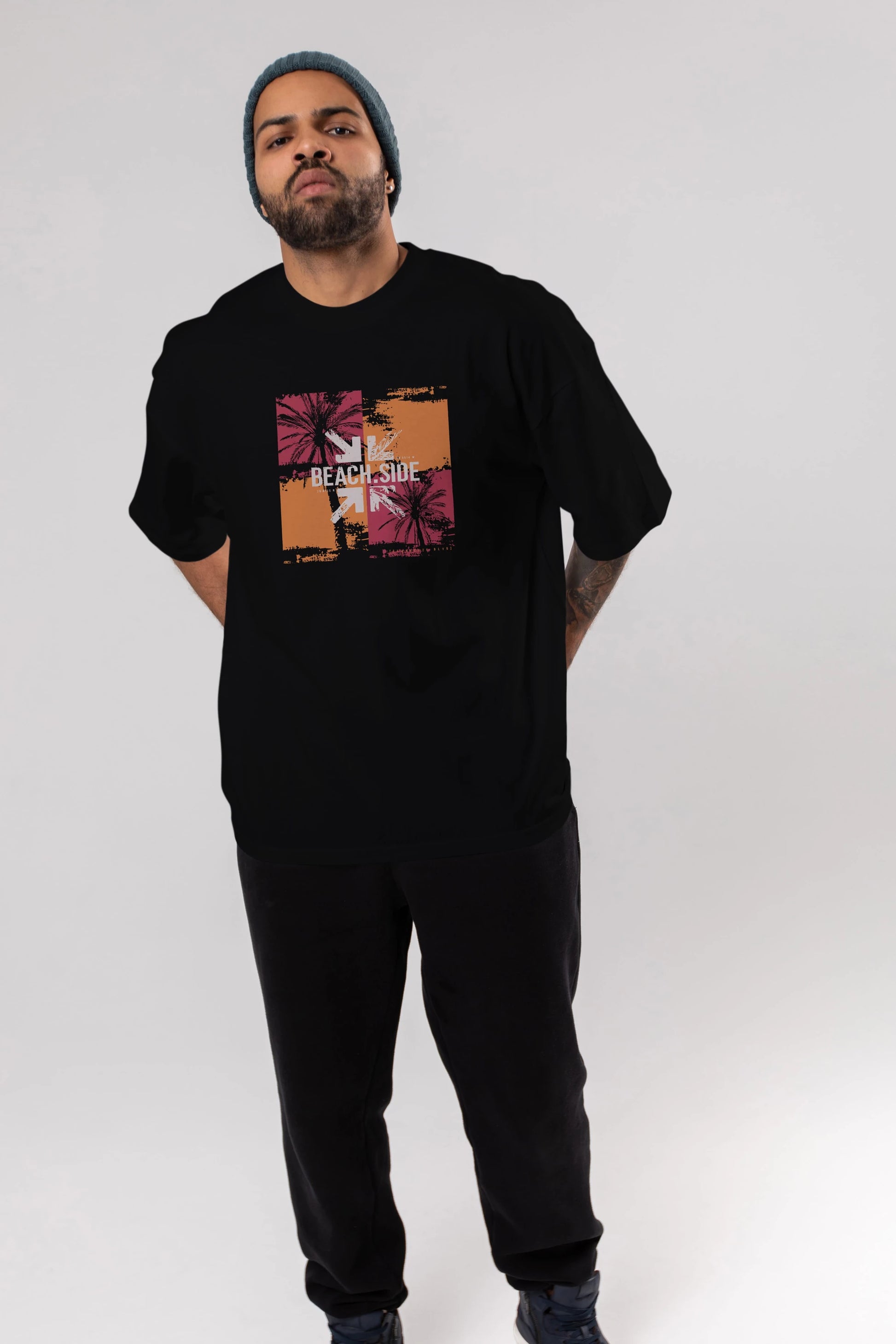 Beach Side Ön Baskılı Oversize t-shirt Erkek Kadın Unisex