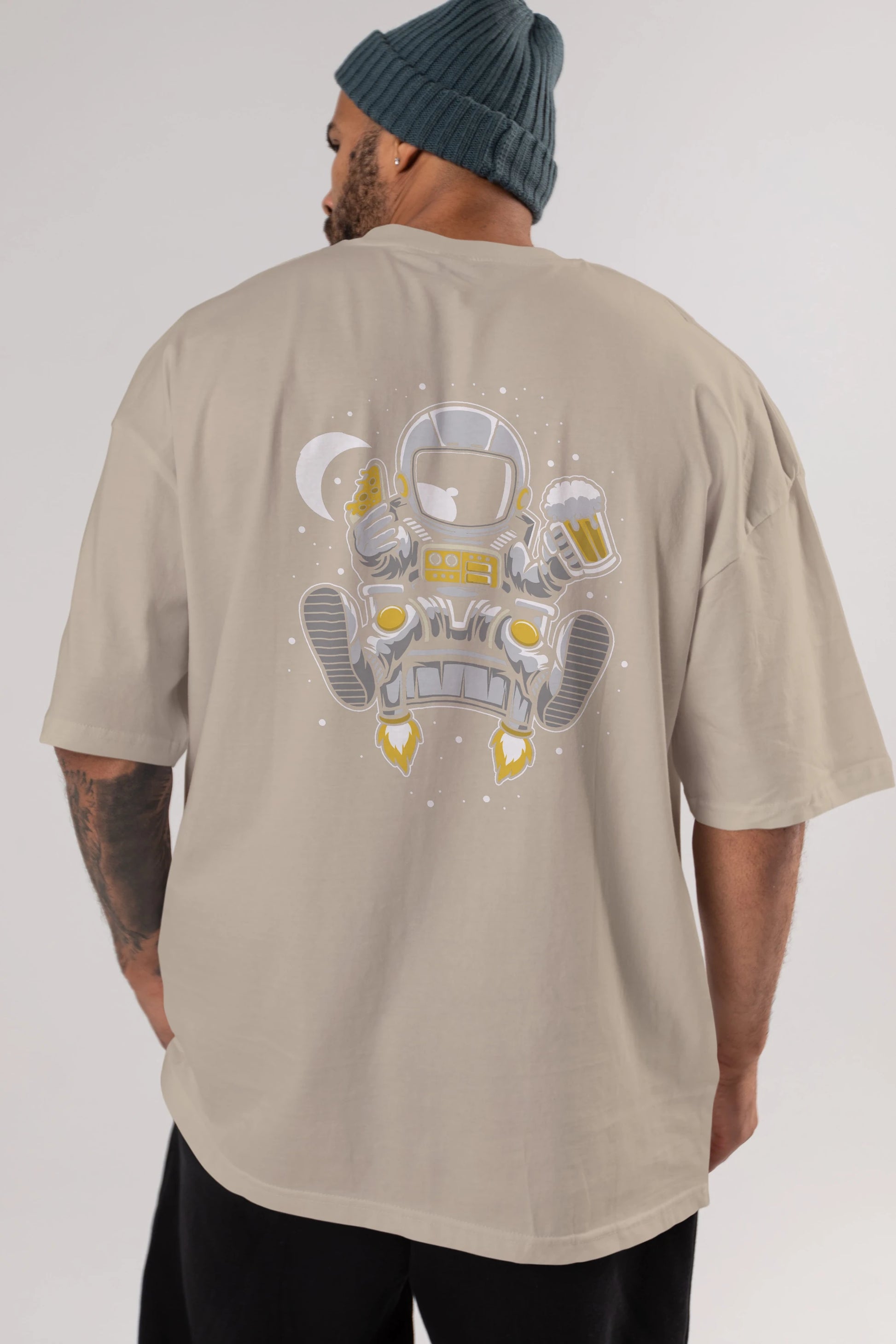 Astronaut Relax (2) Arka Baskılı Oversize t-shirt Erkek Kadın Unisex
