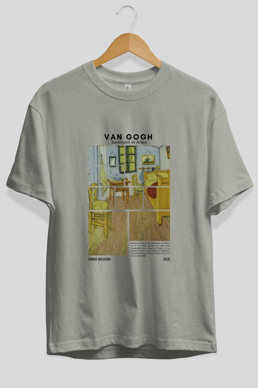 Van Gogh ön Baskılı Oversize t-shirt Erkek Kadın Bisiklet Yaka Pamuk tişort