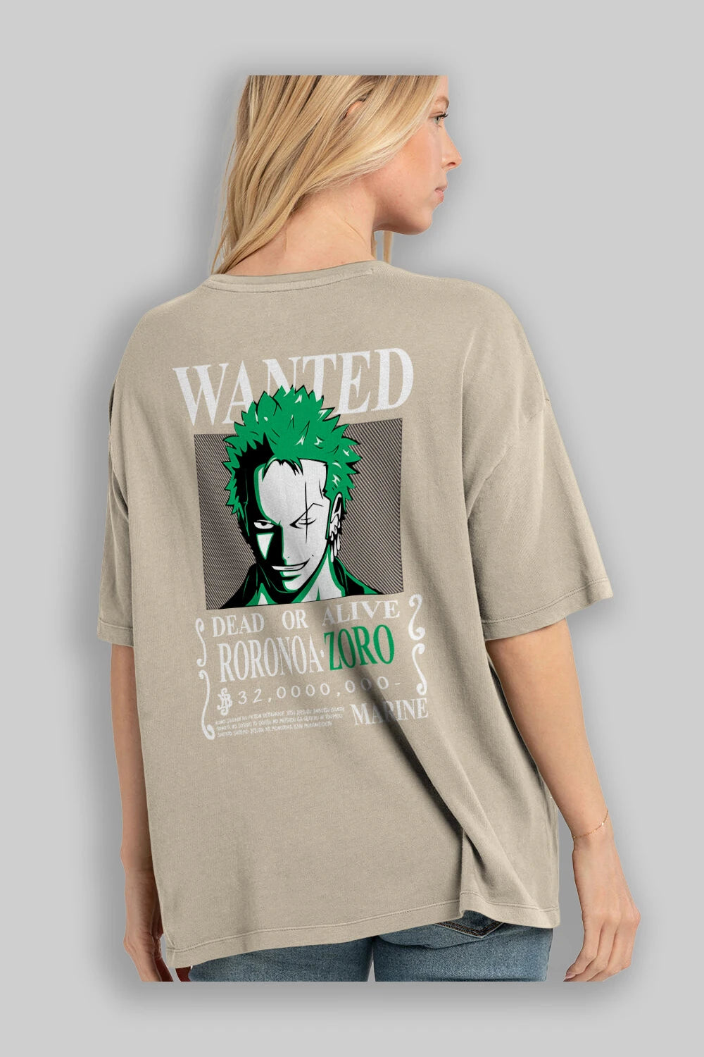 Roronoa Zoro Anime Arka Baskılı Oversize t-shirt Erkek Kadın Unisex %100 pamuk tişort