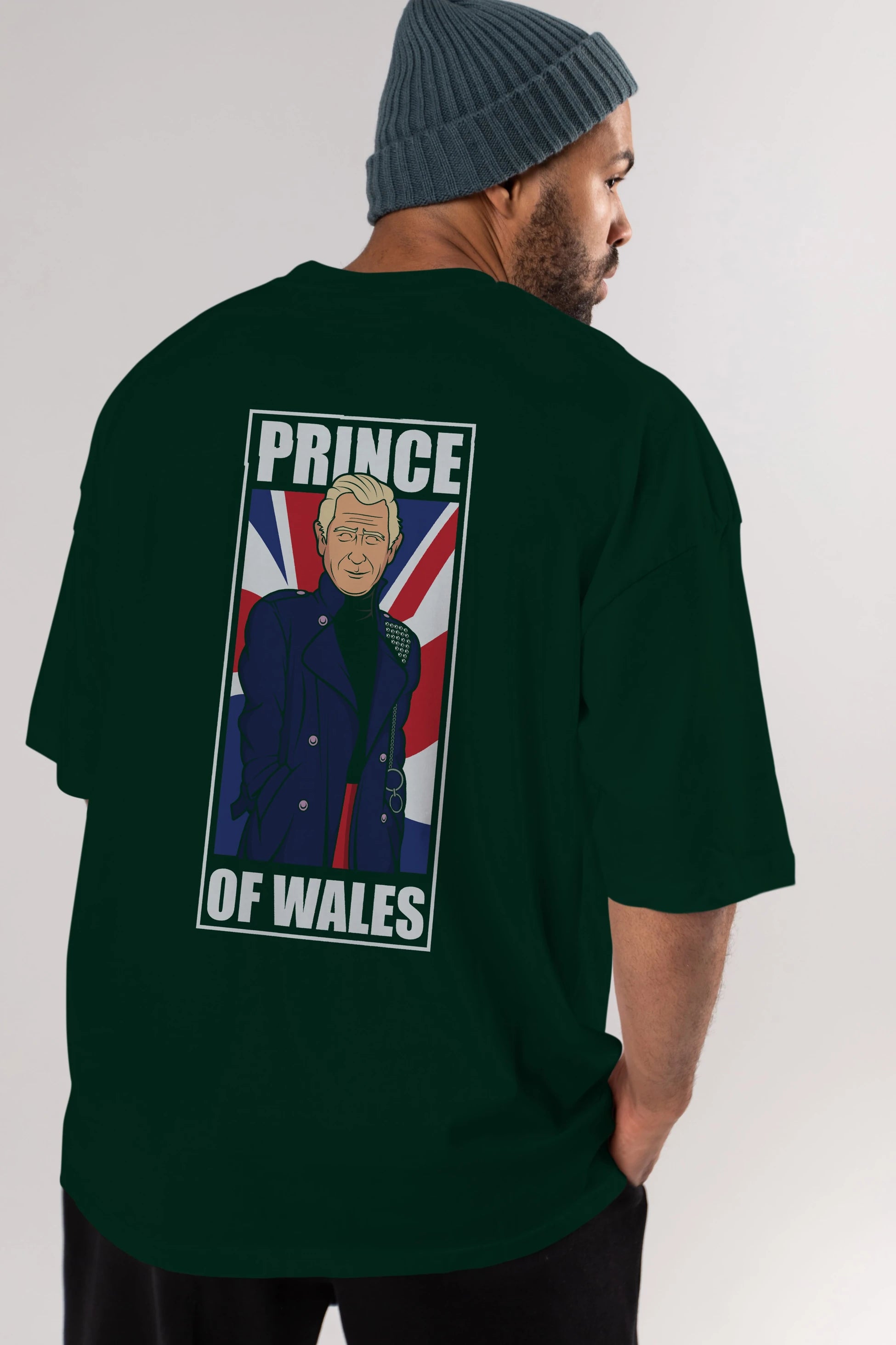 Prince Charles Arka Baskılı Oversize t-shirt Erkek Kadın Unisex %100 Pamuk tişort