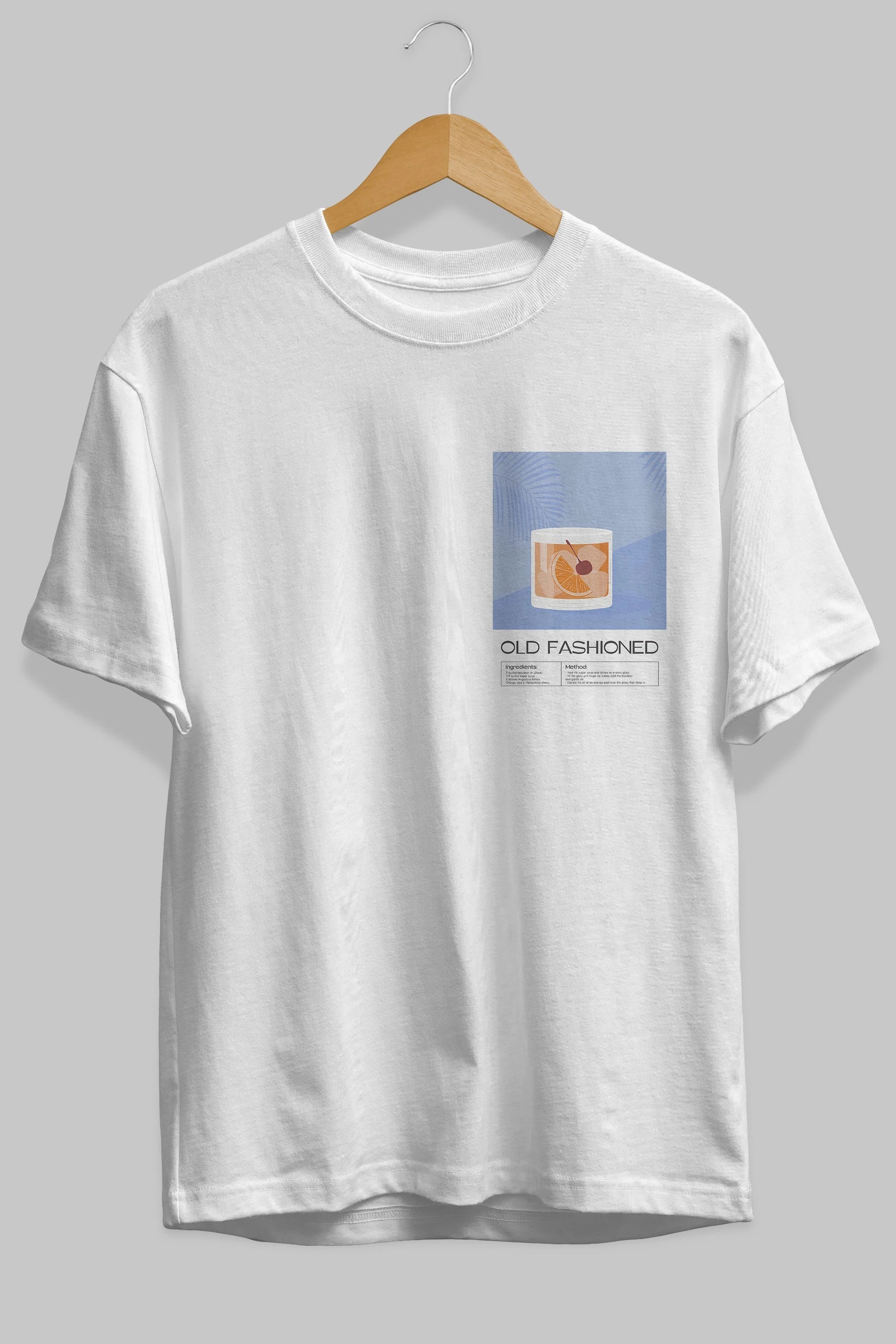 Old Fashioned 3 Ön Sol Baskılı Oversize t-shirt Erkek Kadın Unisex %100 Pamuk Bisiklet Yaka tişort