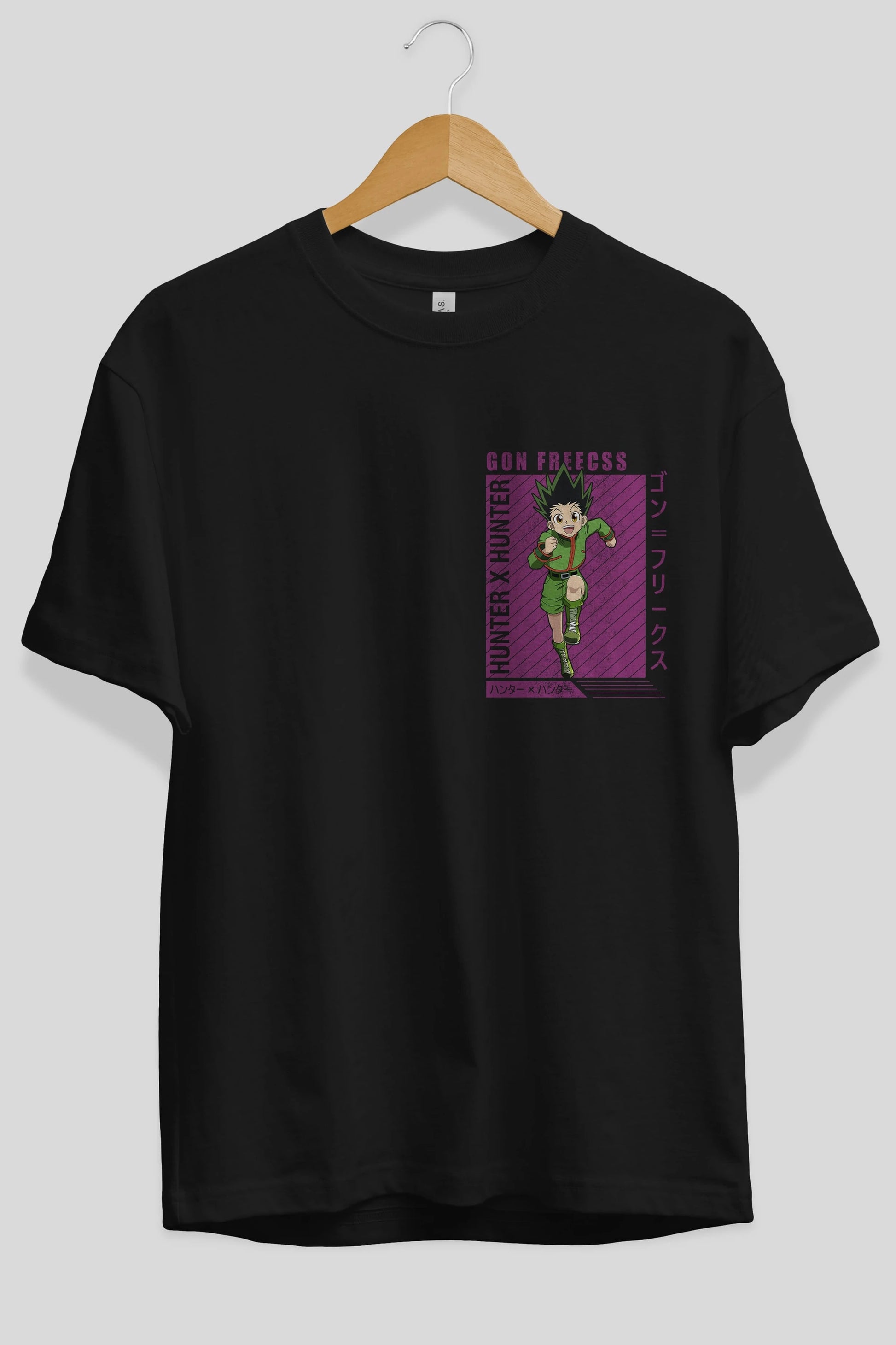 Gon Freecss HUNTER X HUNTER 3 Ön Sol Baskılı Oversize t-shirt Erkek Kadın Unisex %100 Pamuk Bisiklet Yaka tişort