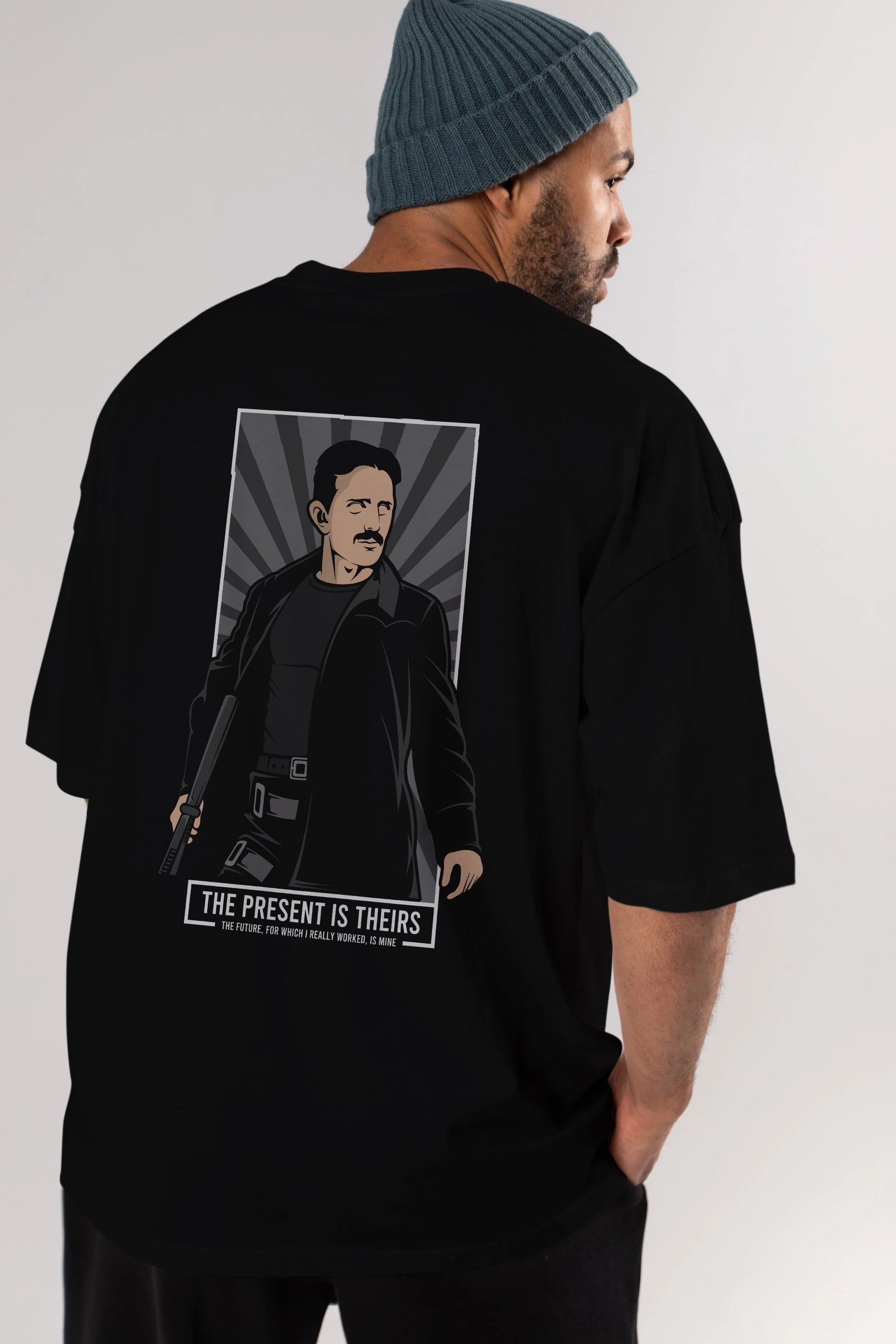 Tesla Matrix Arka Baskılı Oversize t-shirt Erkek Kadın Unisex %100 Pamuk tişort