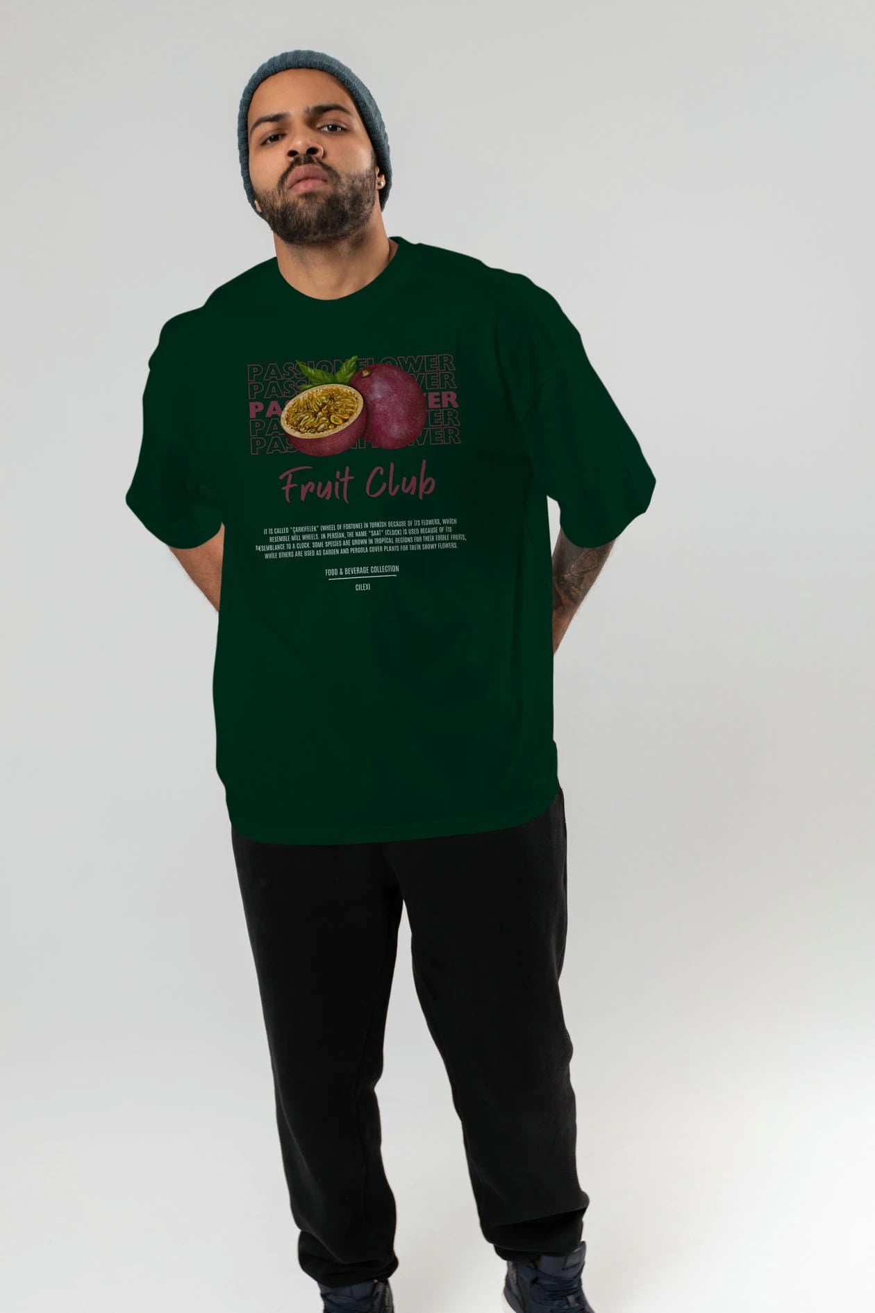 Passionflower Ön Baskılı Oversize t-shirt Erkek Kadın Pamuk Bisiklet Yaka tişort