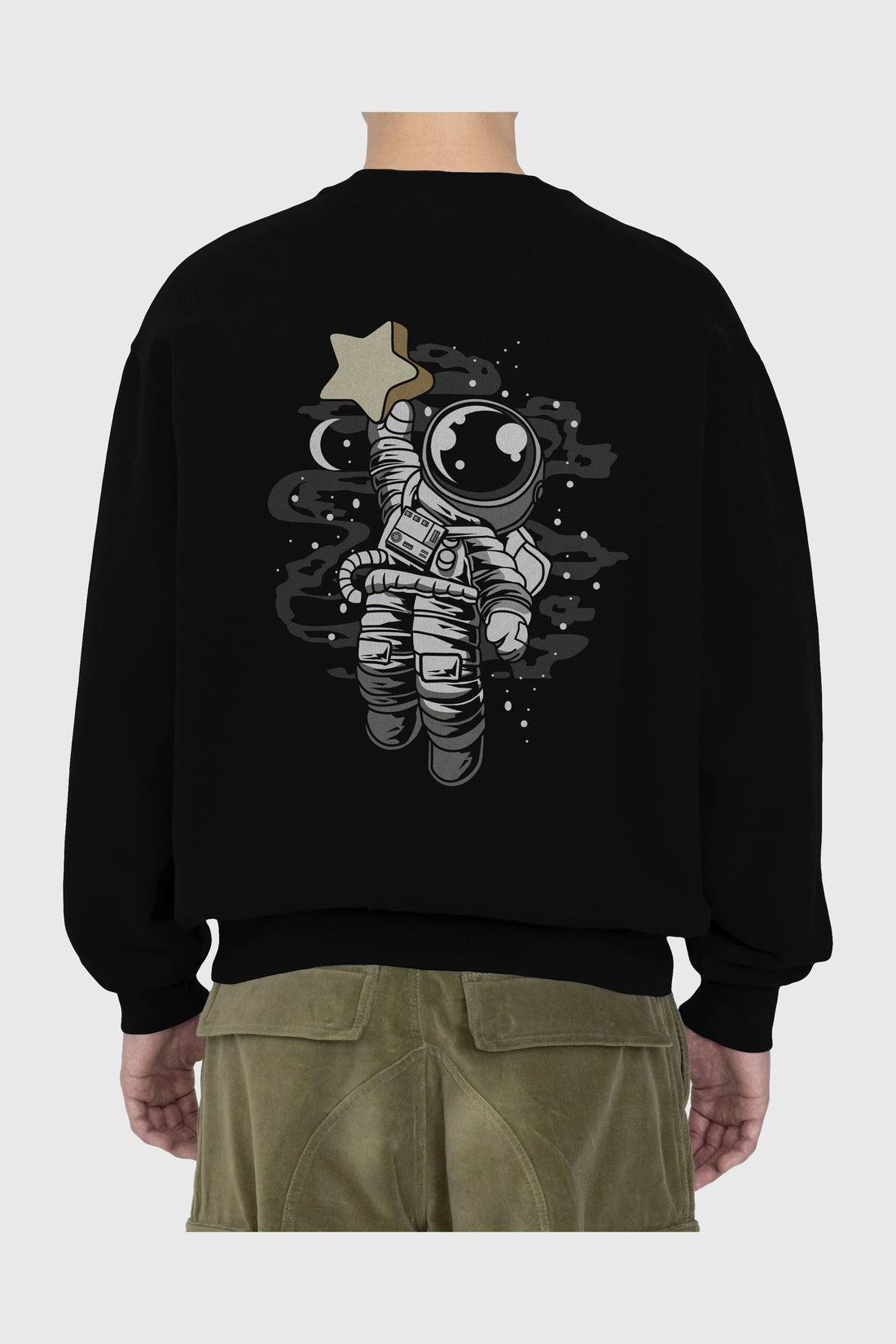 Astronaut Reach The Star Arka Baskılı Oversize Sweatshirt Erkek Kadın Unisex