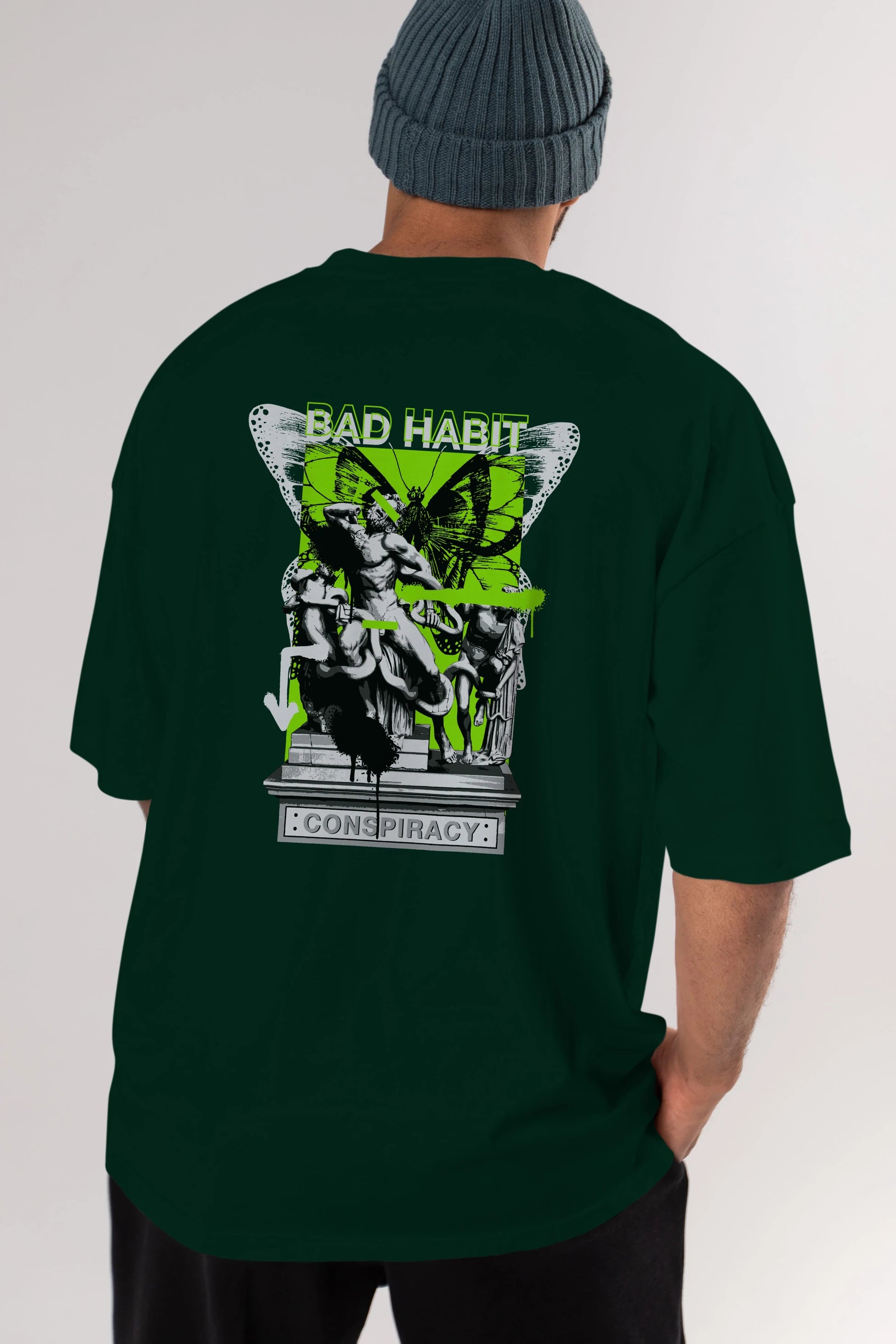Bad Habit Arka Baskılı Oversize t-shirt Erkek Kadın Unisex