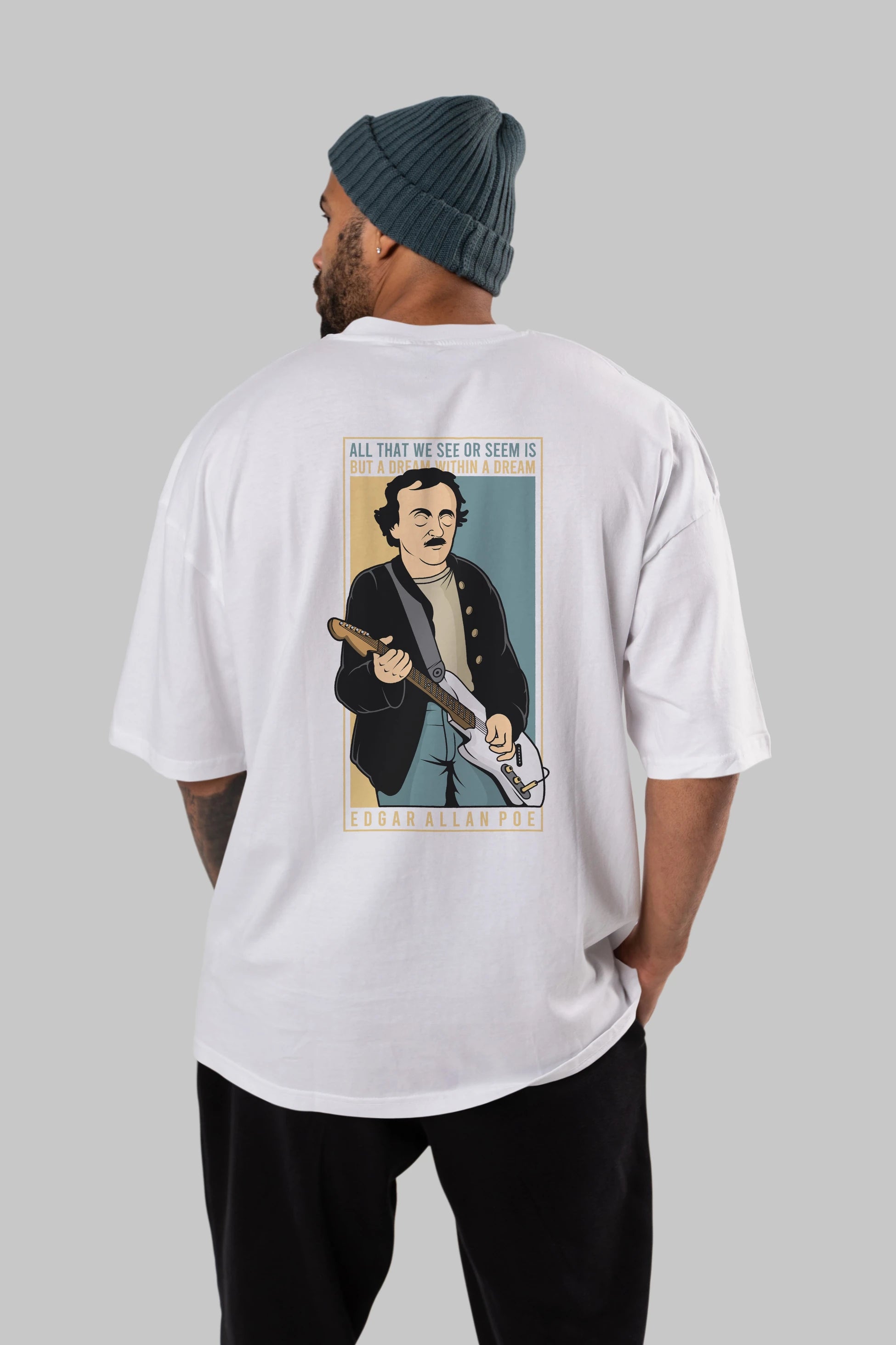 Edgar Alan Cobain Arka Baskılı Oversize t-shirt Erkek Kadın Unisex %100 Pamuk tişort
