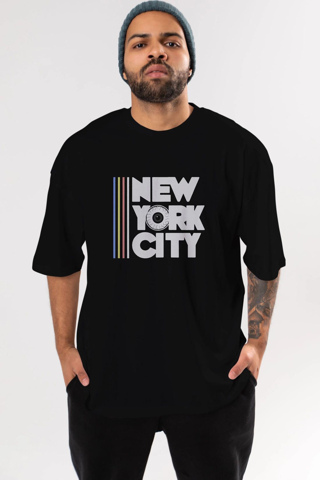New York City Style Ön Baskılı Oversize t-shirt Erkek Kadın Unisex