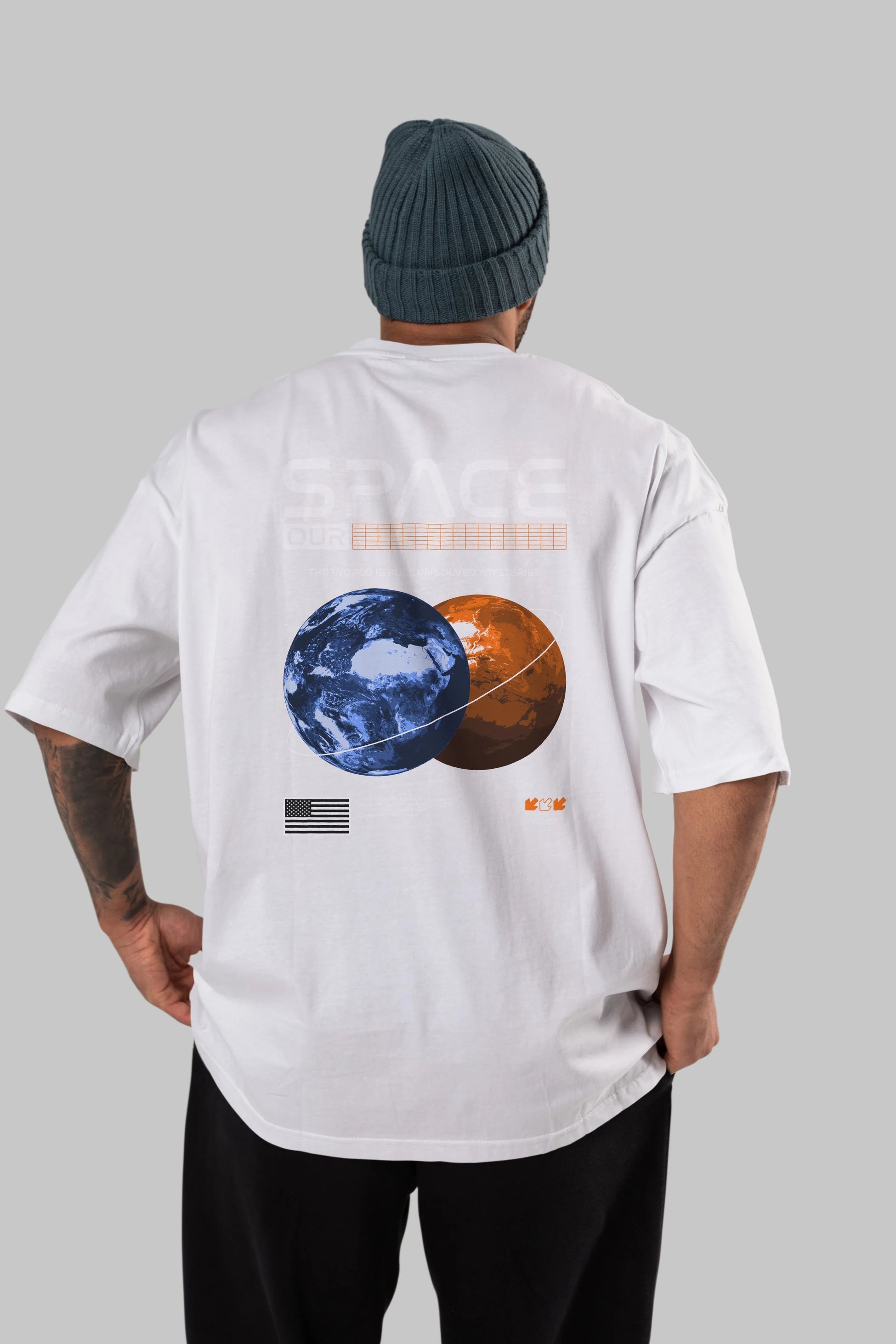Space Our Arka Baskılı Oversize t-shirt Erkek Kadın Unisex