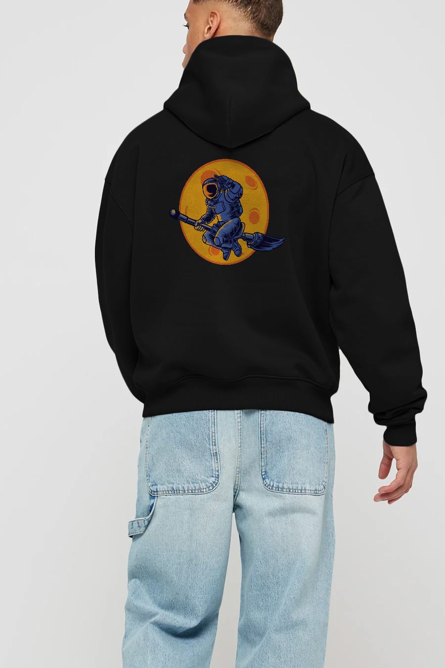 Space Witch Arka Baskılı Hoodie Oversize Kapüşonlu Sweatshirt Erkek Kadın Unisex