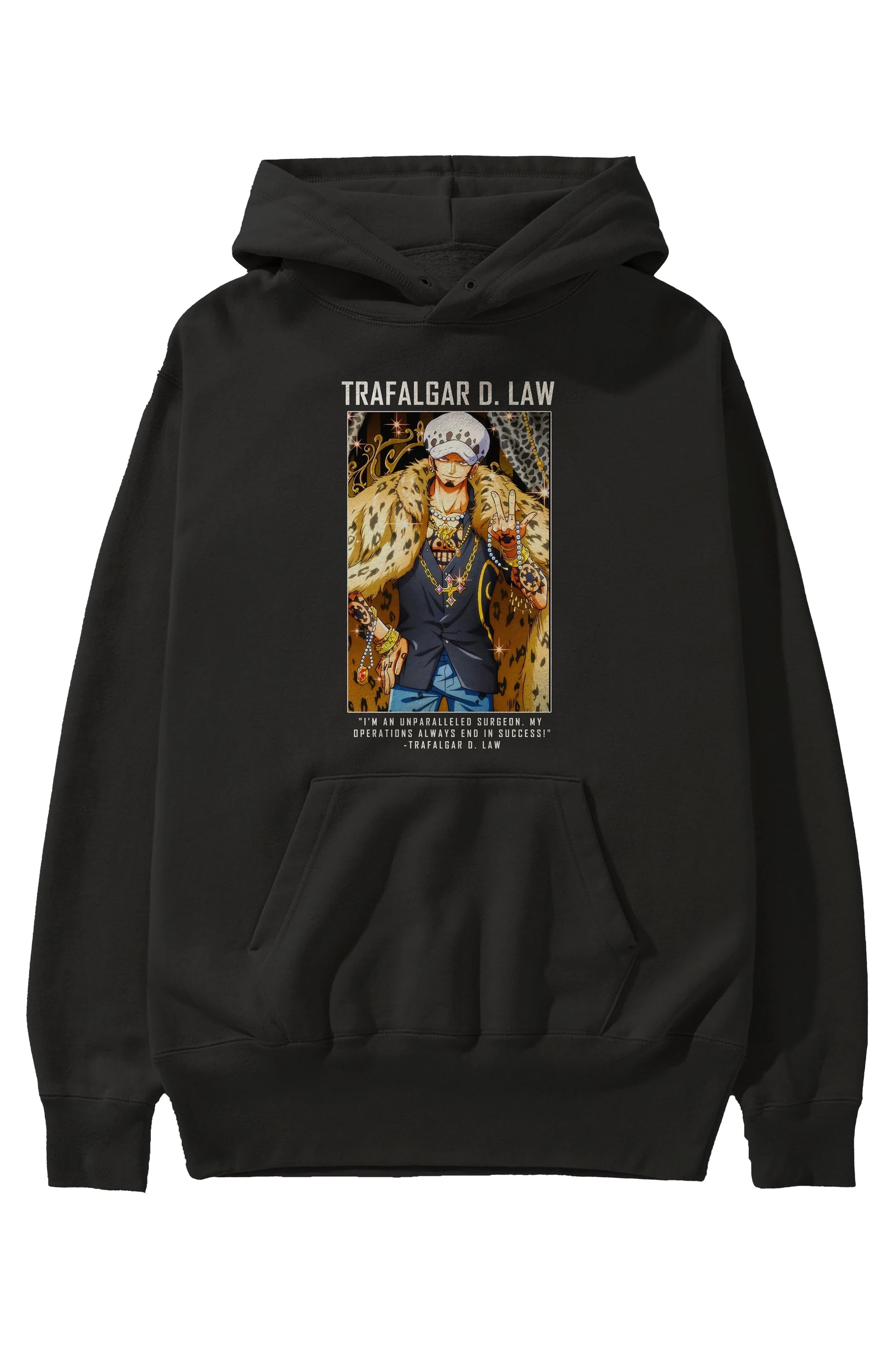 Trafalgar D. Water Law 2 Anime Ön Baskılı Hoodie Oversize Kapüşonlu Sweatshirt Erkek Kadın Unisex