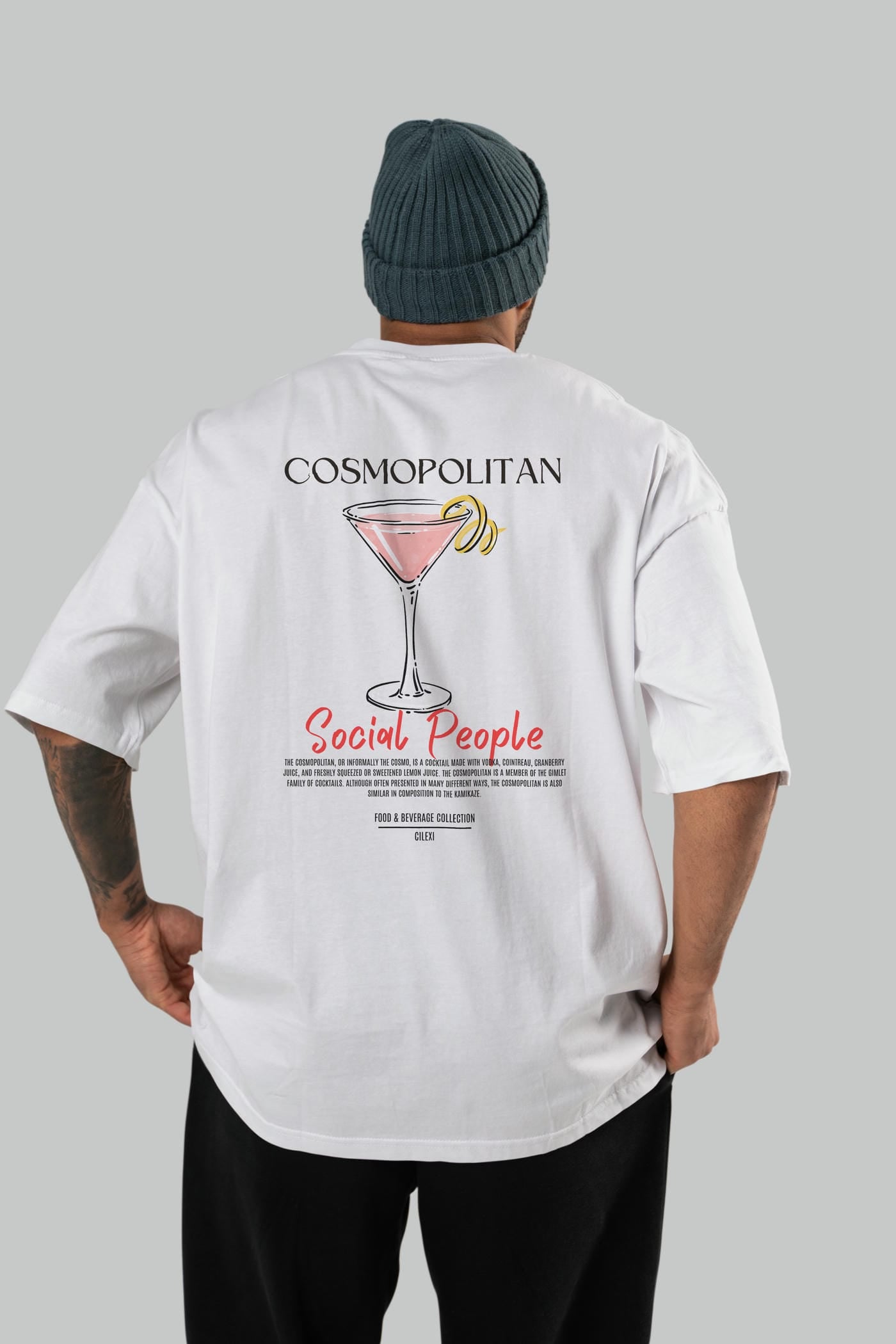 Cosmopolıtan Kokteyl Serisi Baskılı Oversize t-shirt Erkek Kadın Unisex %100 Pamuk Bisiklet Yaka tişort