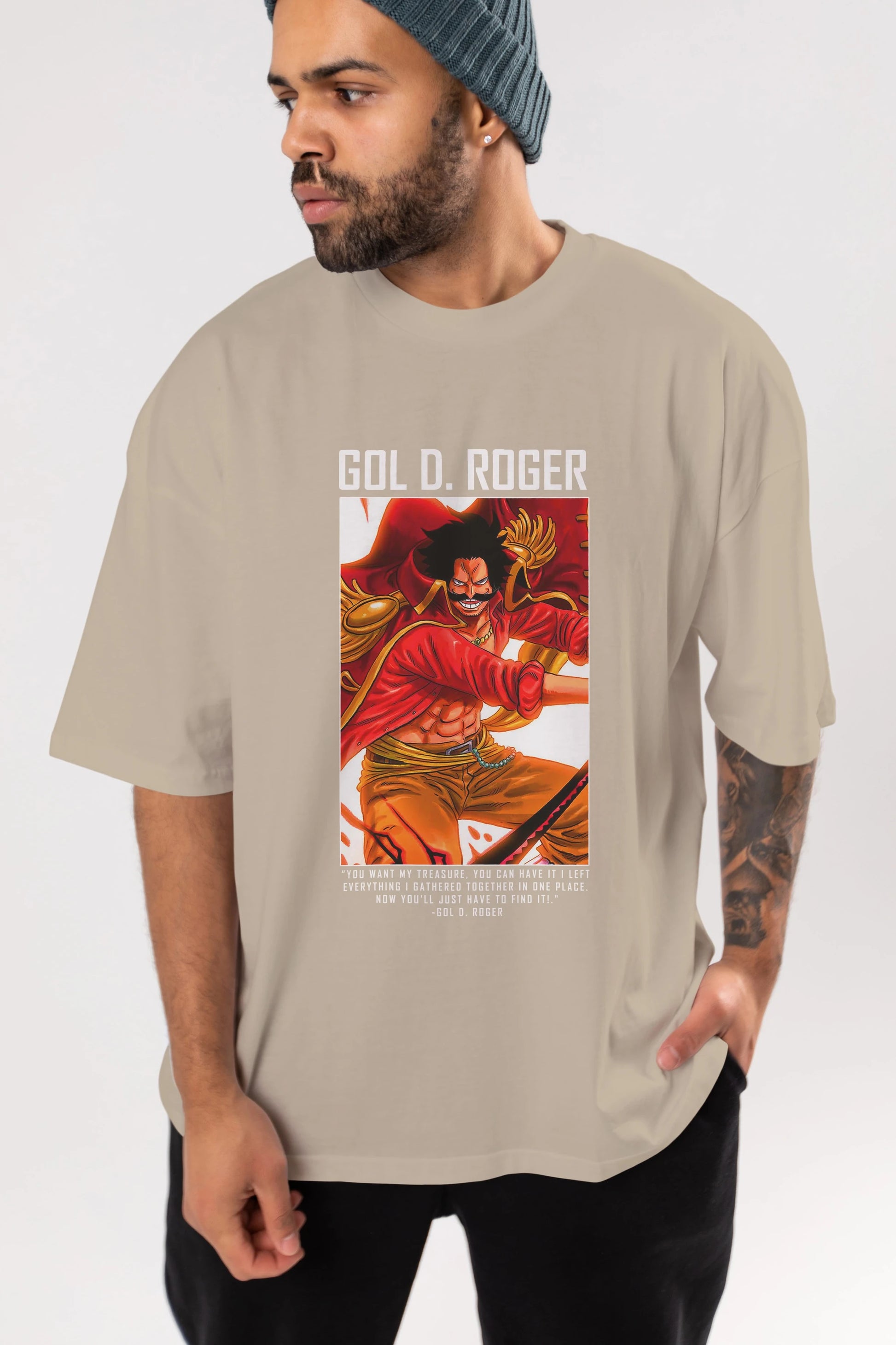 Gol D. Roger Anime Ön Baskılı Oversize t-shirt Erkek Kadın Unisex