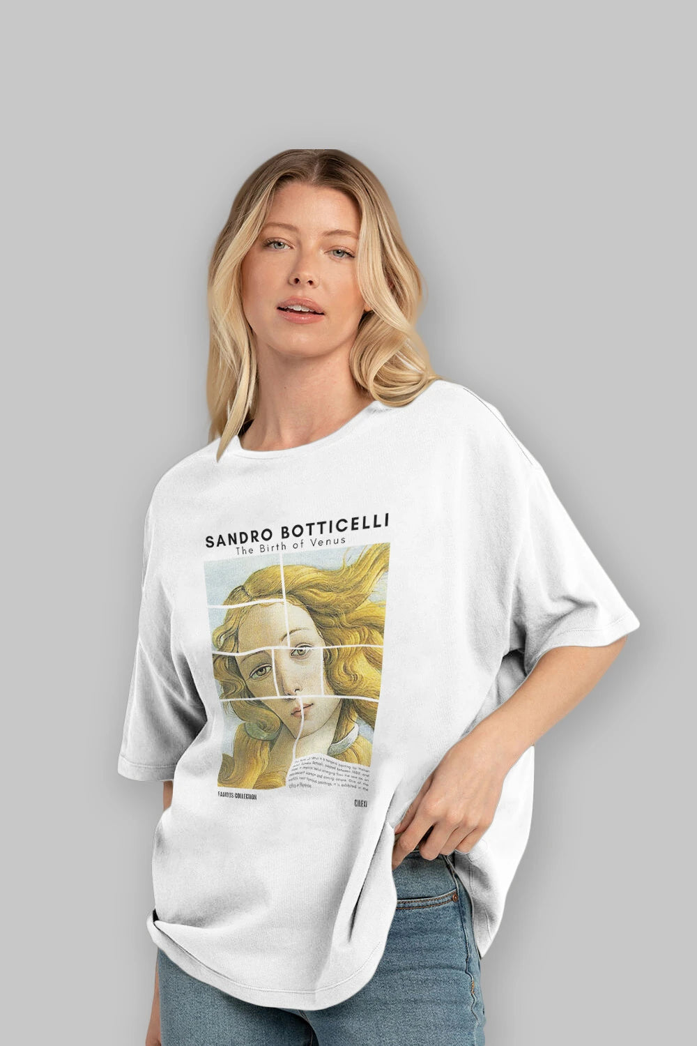 Sandro Botticelli ön Baskılı Oversize t-shirt Erkek Kadın Bisiklet Yaka Pamuk tişort