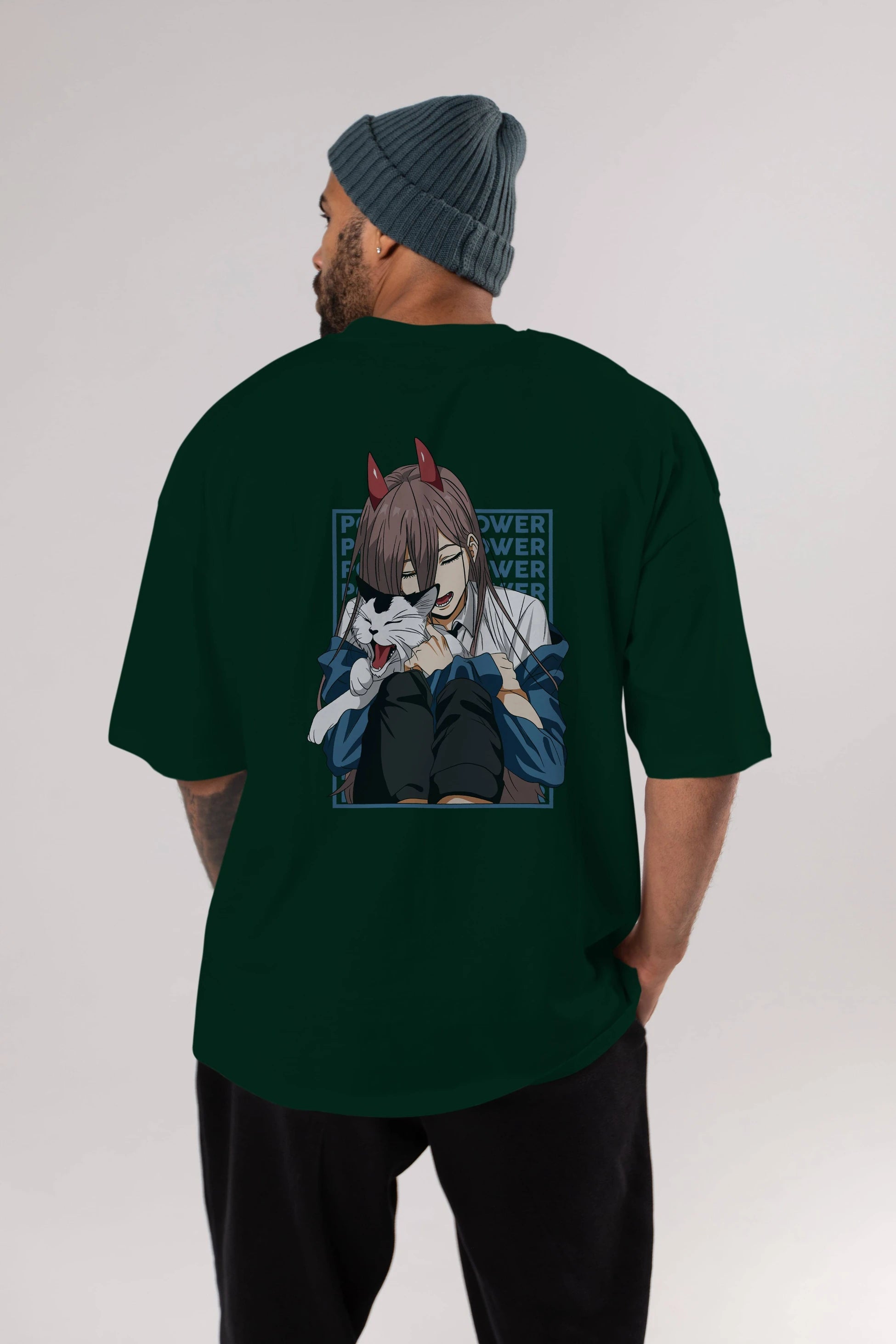 POWER CHAINSAWMAN Anime Arka Baskılı Oversize t-shirt Erkek Kadın Unisex