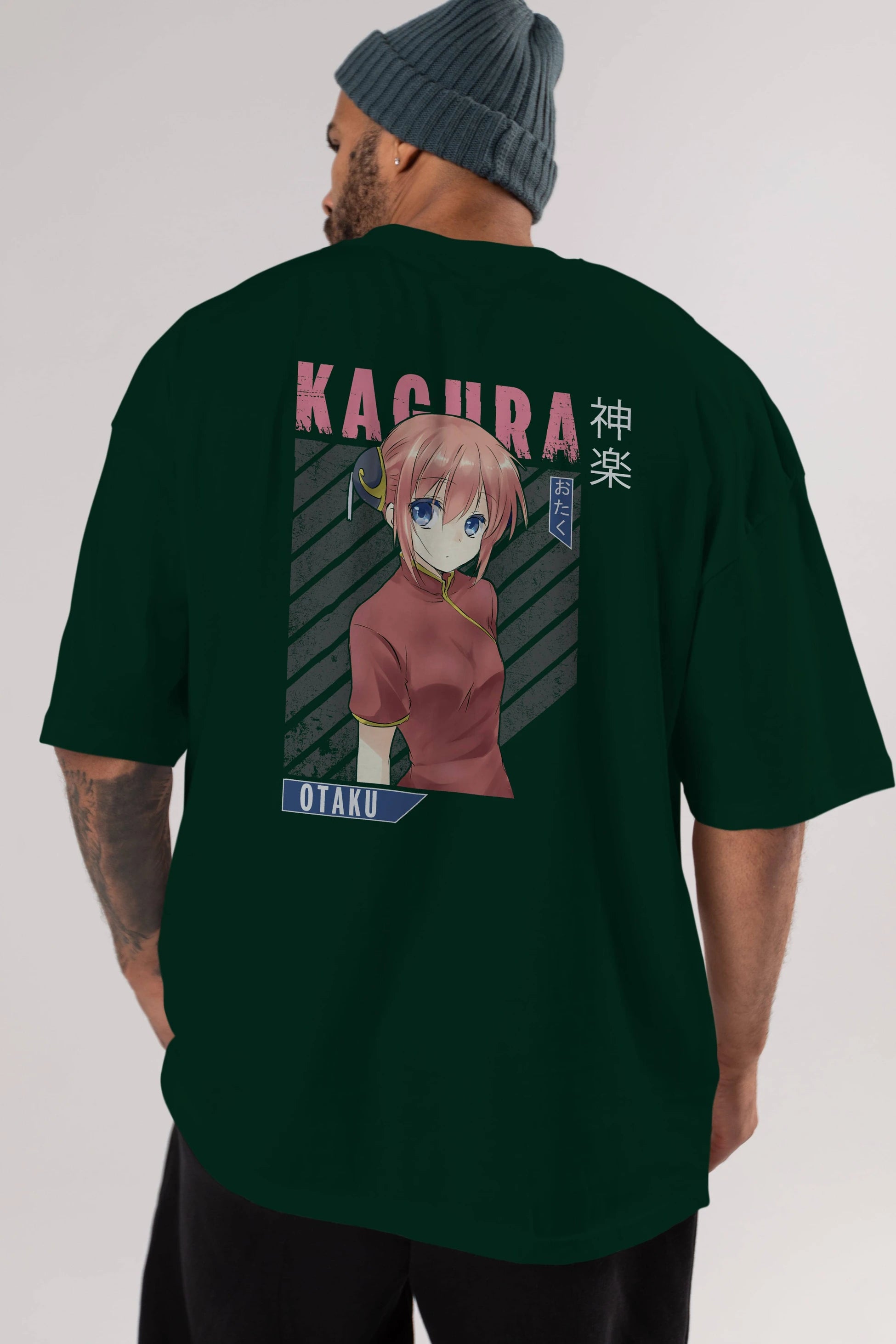 Kagura GINTAMA Anime Arka Baskılı Oversize t-shirt Erkek Kadın Unisex
