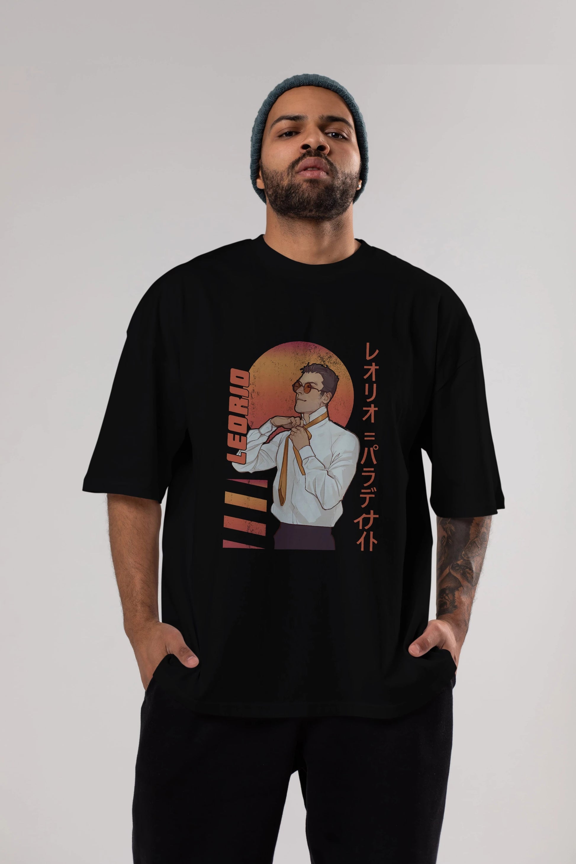 Leorio Paladiknight 5 (2) Anime Ön Baskılı Oversize t-shirt %100 pamuk Erkek Kadın Unisex