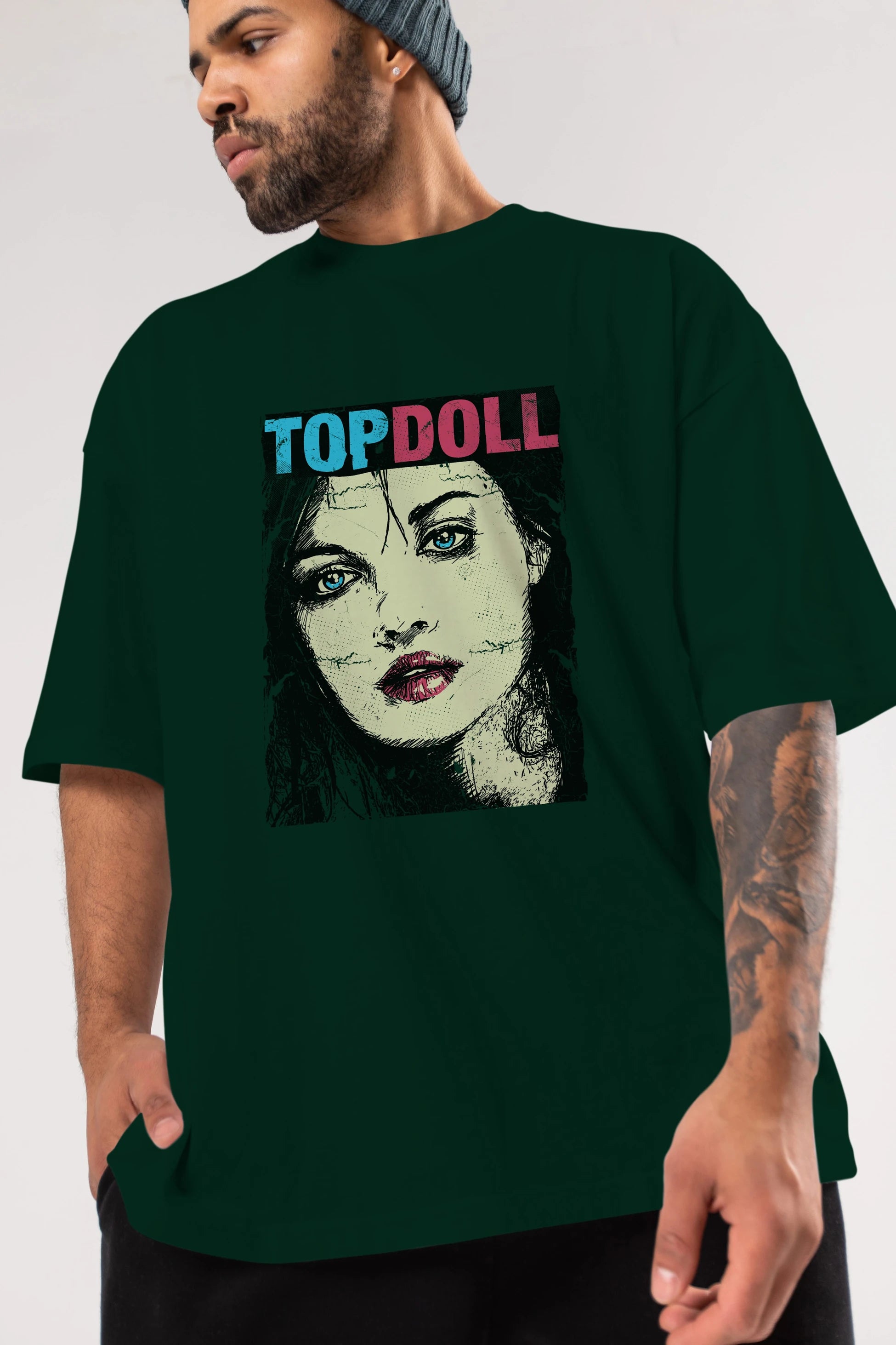 Topdoll Streetwear Ön Baskılı Oversize t-shirt Erkek Kadın Unisex