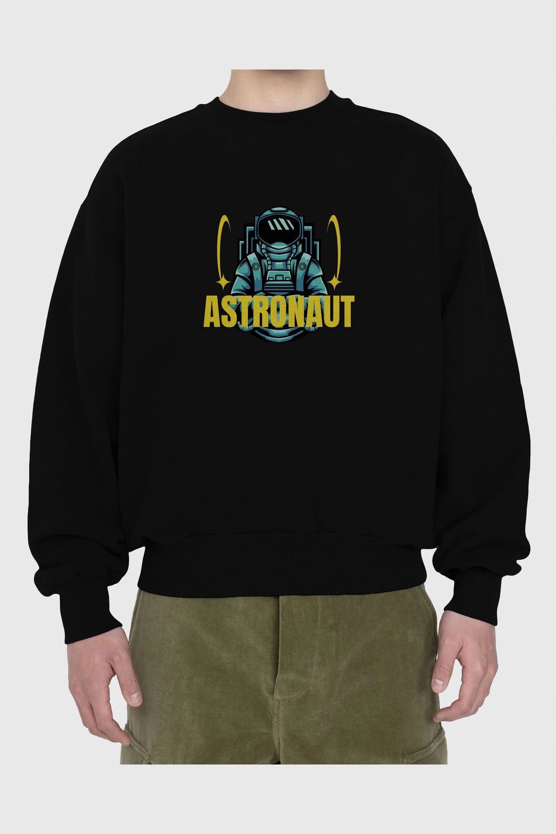 Astronaut Ön Baskılı Oversize Sweatshirt Erkek Kadın Unisex