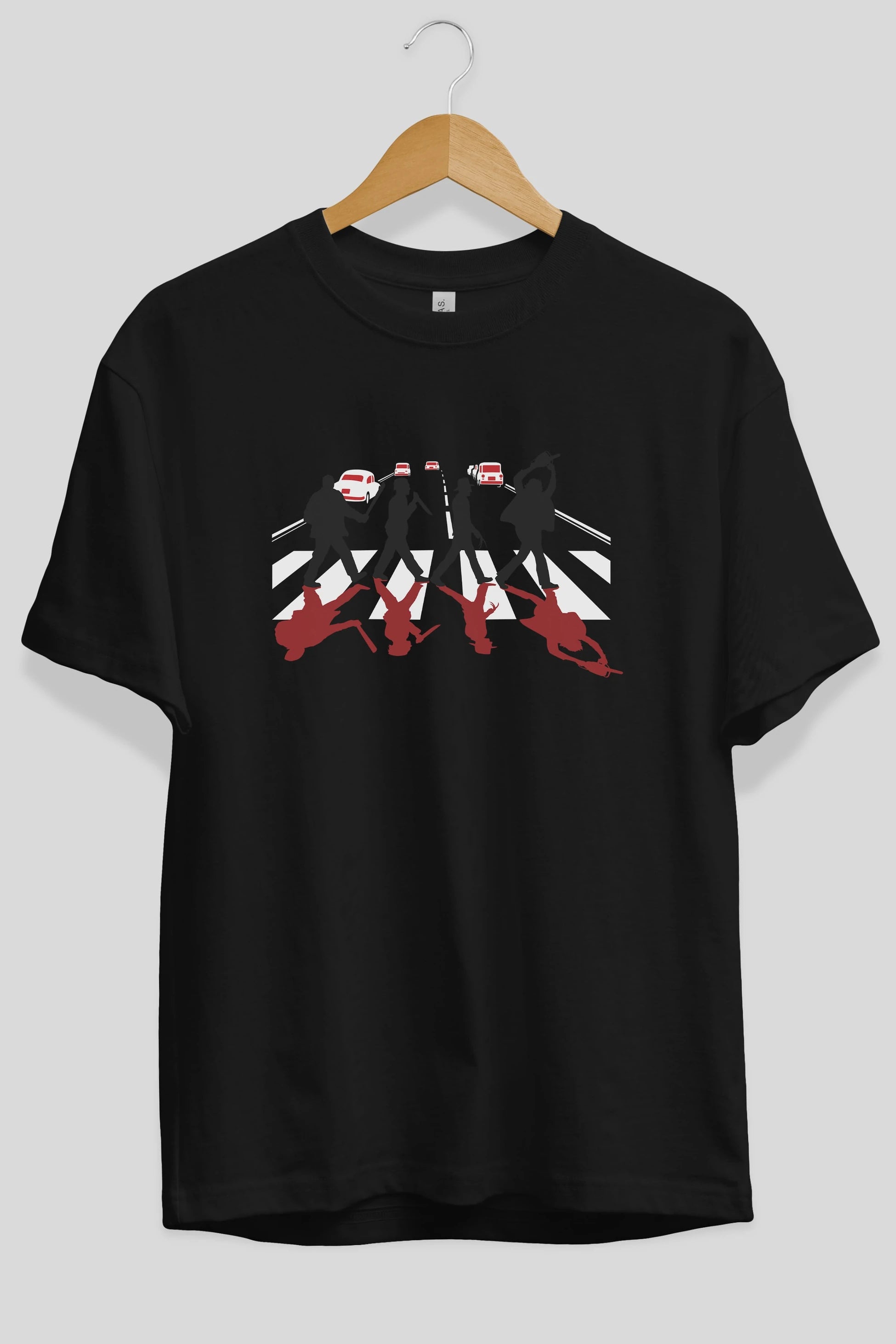 Abbey Road Killer Red Ön Baskılı Oversize t-shirt %100 pamuk Erkek Kadın Unisex